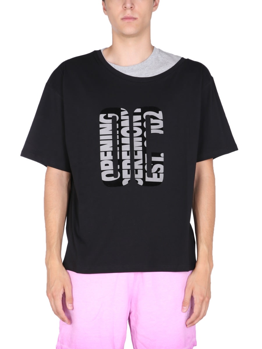 Shop Opening Ceremony Double Collar T-shirt In Black