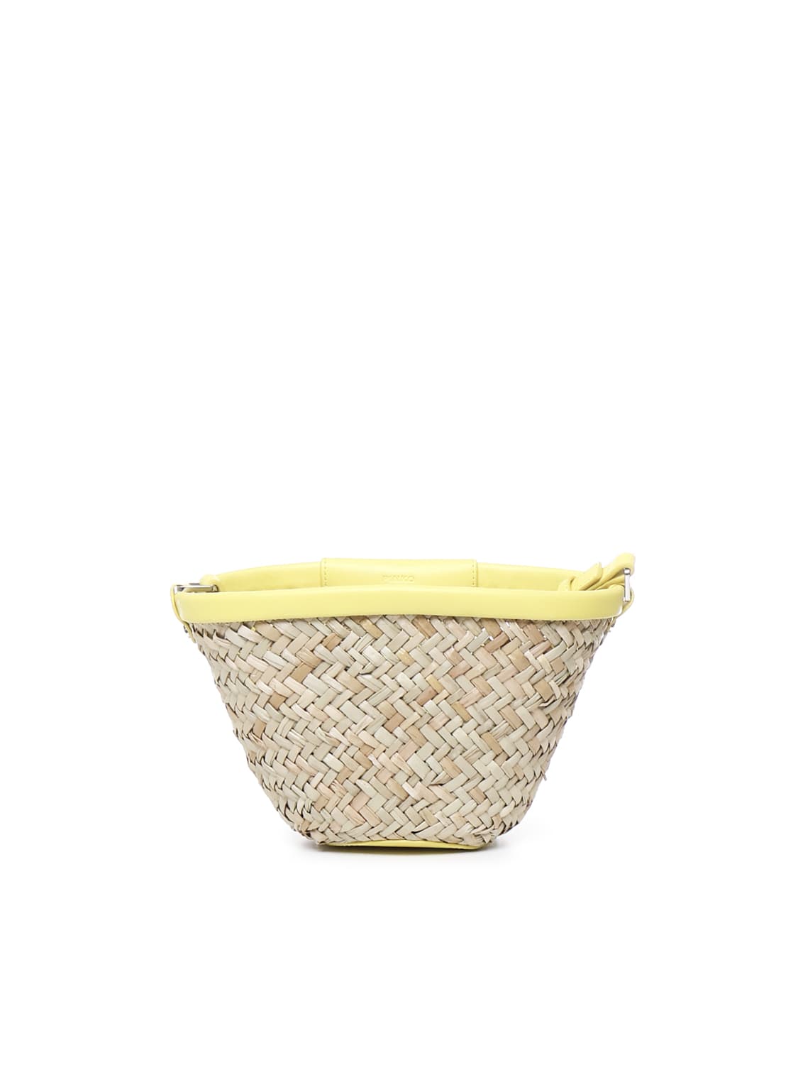 Shop Pinko Love Summer Bag Mini In Naturale/giallo