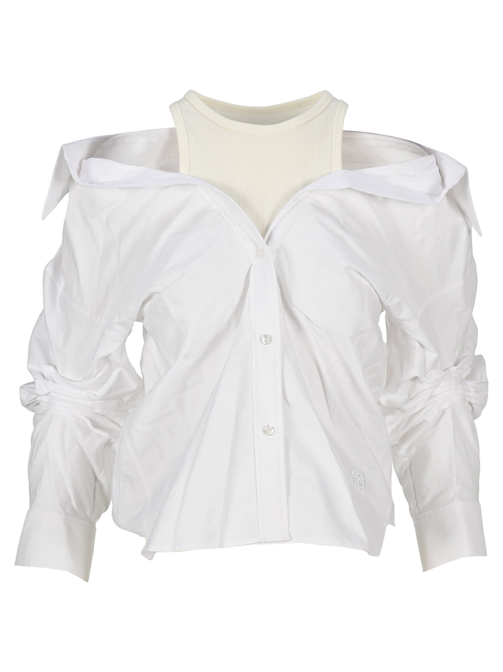 Alexander Wang T Layered Off-the-shoulder Shirt In White