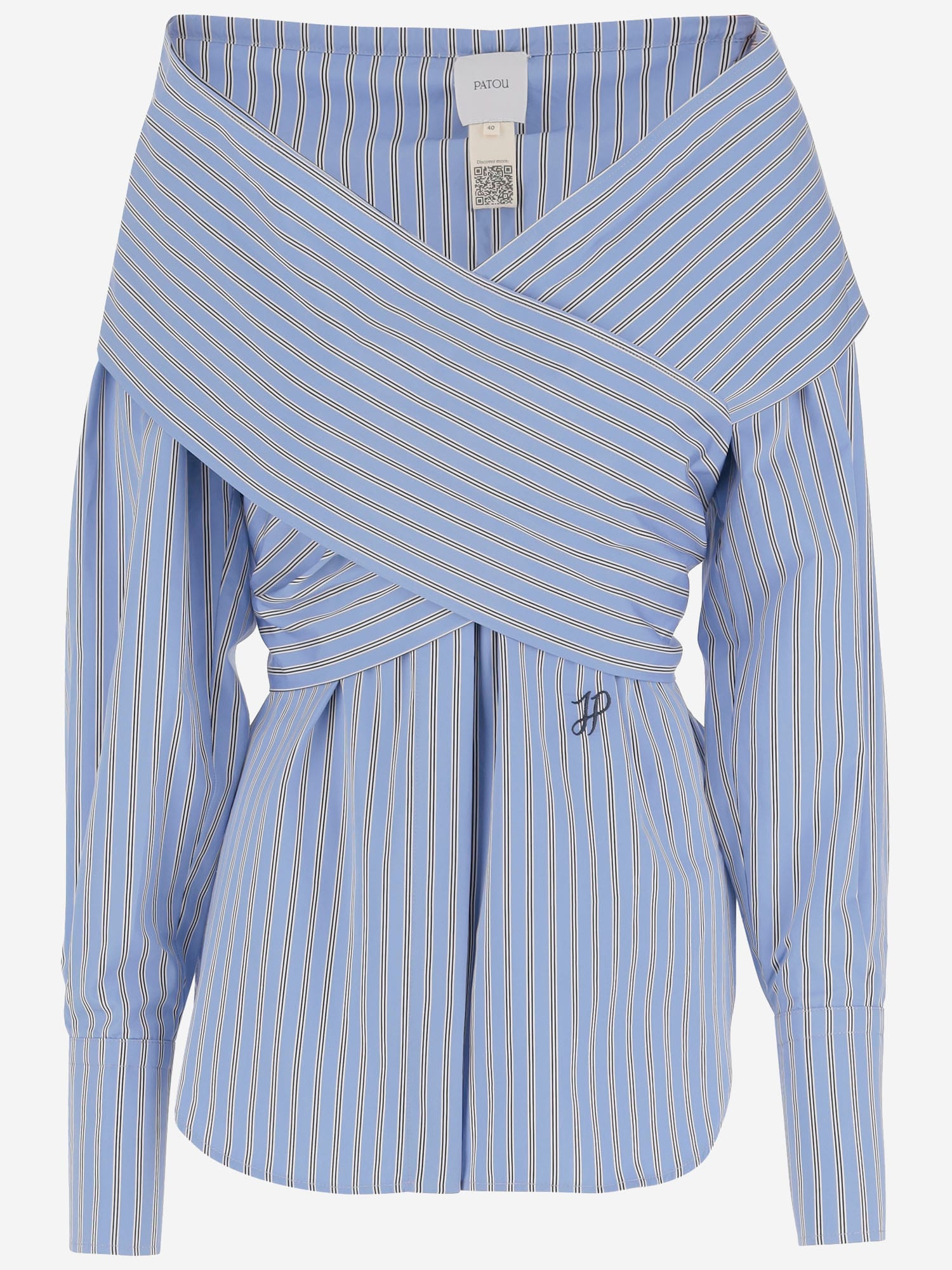 Patou Crossbanded Bluse In Recycled Nylon In Light Blue