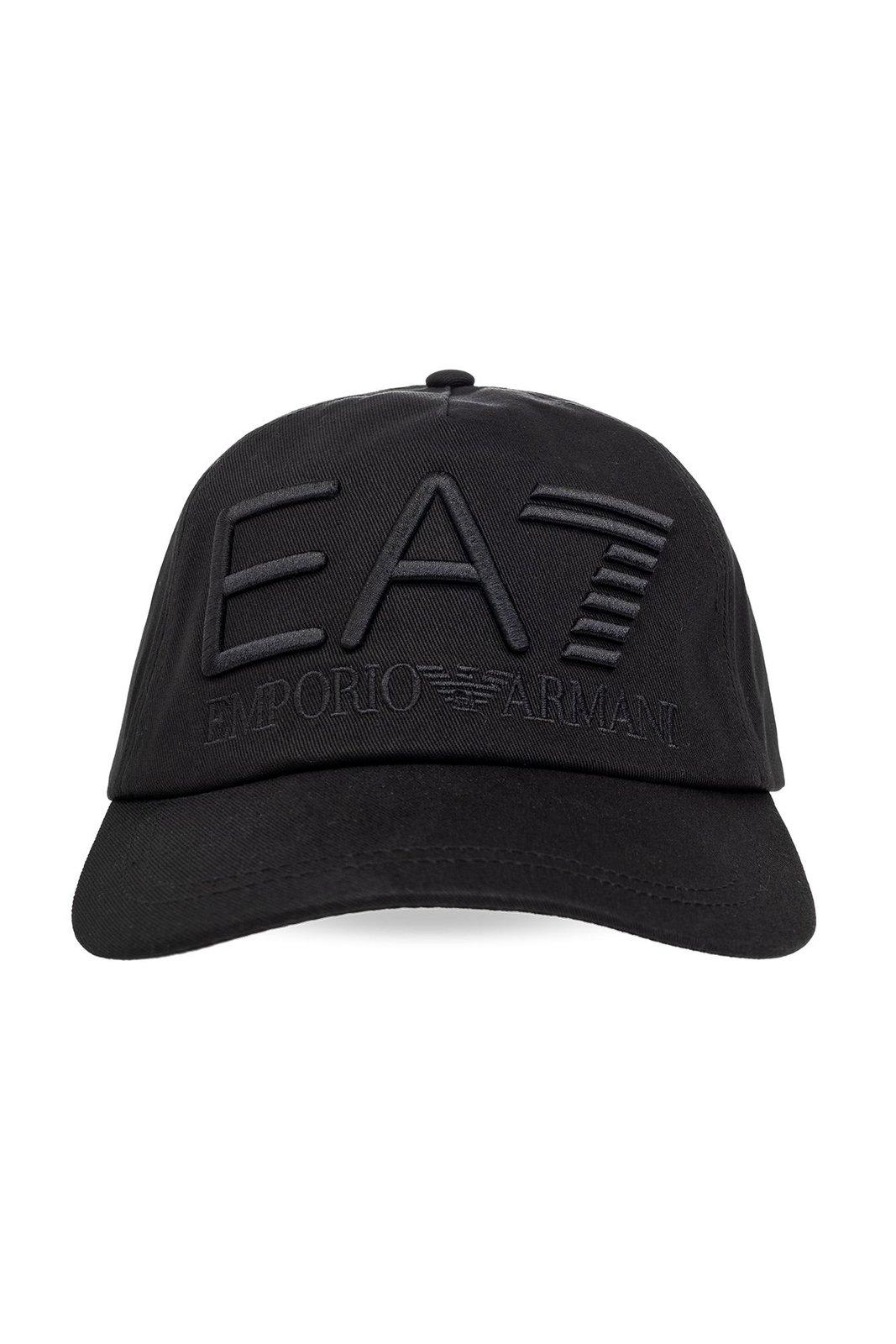 Shop Ea7 Logo Embroidered Baseball Cap In Black 1