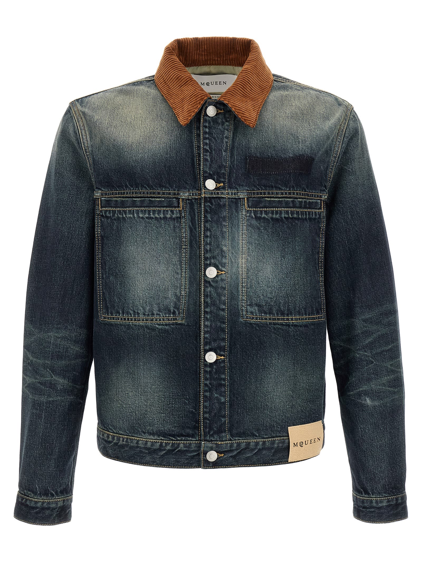 Alexander Mcqueen Trucker Puffer Jackets Blue In Blue