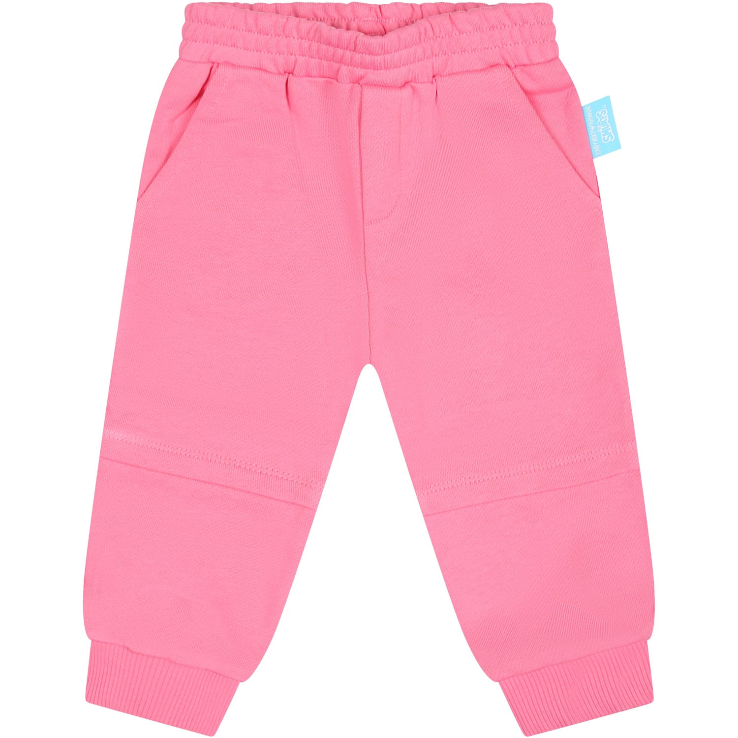 Shop Armani Collezioni Pink Sports Trousers For Baby Girl With The Smurfs