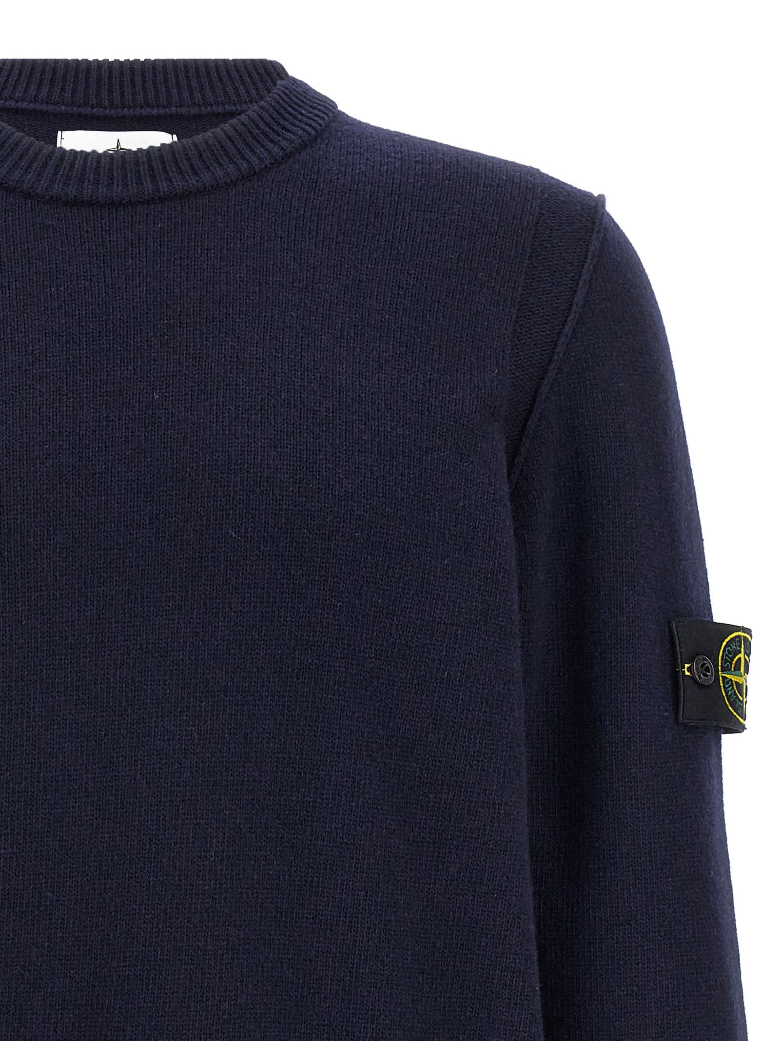 Shop Stone Island Logo Patch Sweater In Blue