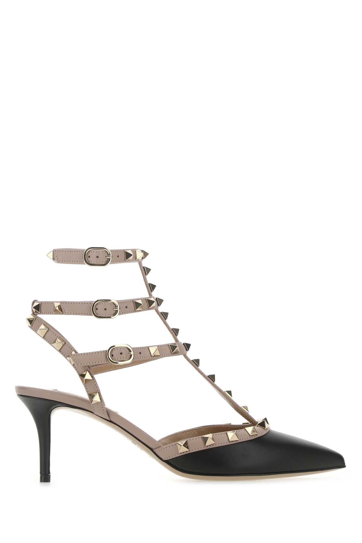Shop Valentino Two-tone Leather Rockstud Pumps In Neropoudre