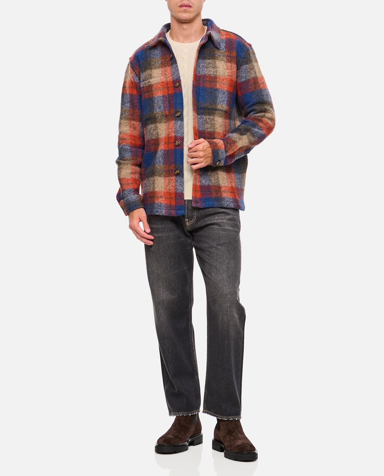 Shop Portuguese Flannel Parker Overshirt In Multicolour