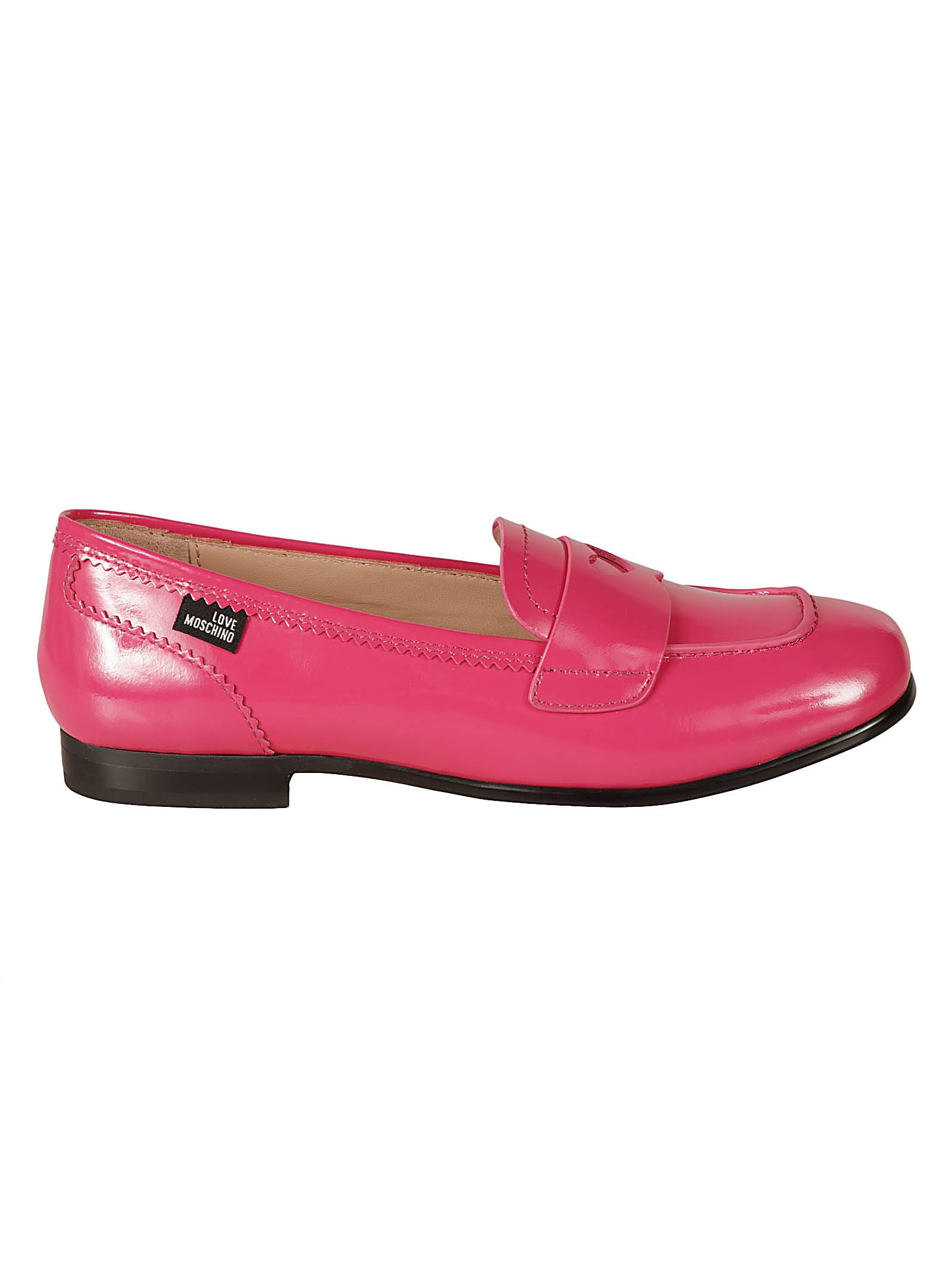 Shop Love Moschino College15 Vernice Loafers In Fuxia