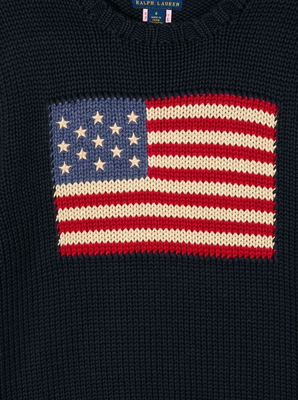 Shop Ralph Lauren Blue Knit Sweater With Flag In Cotton Boy In Navy