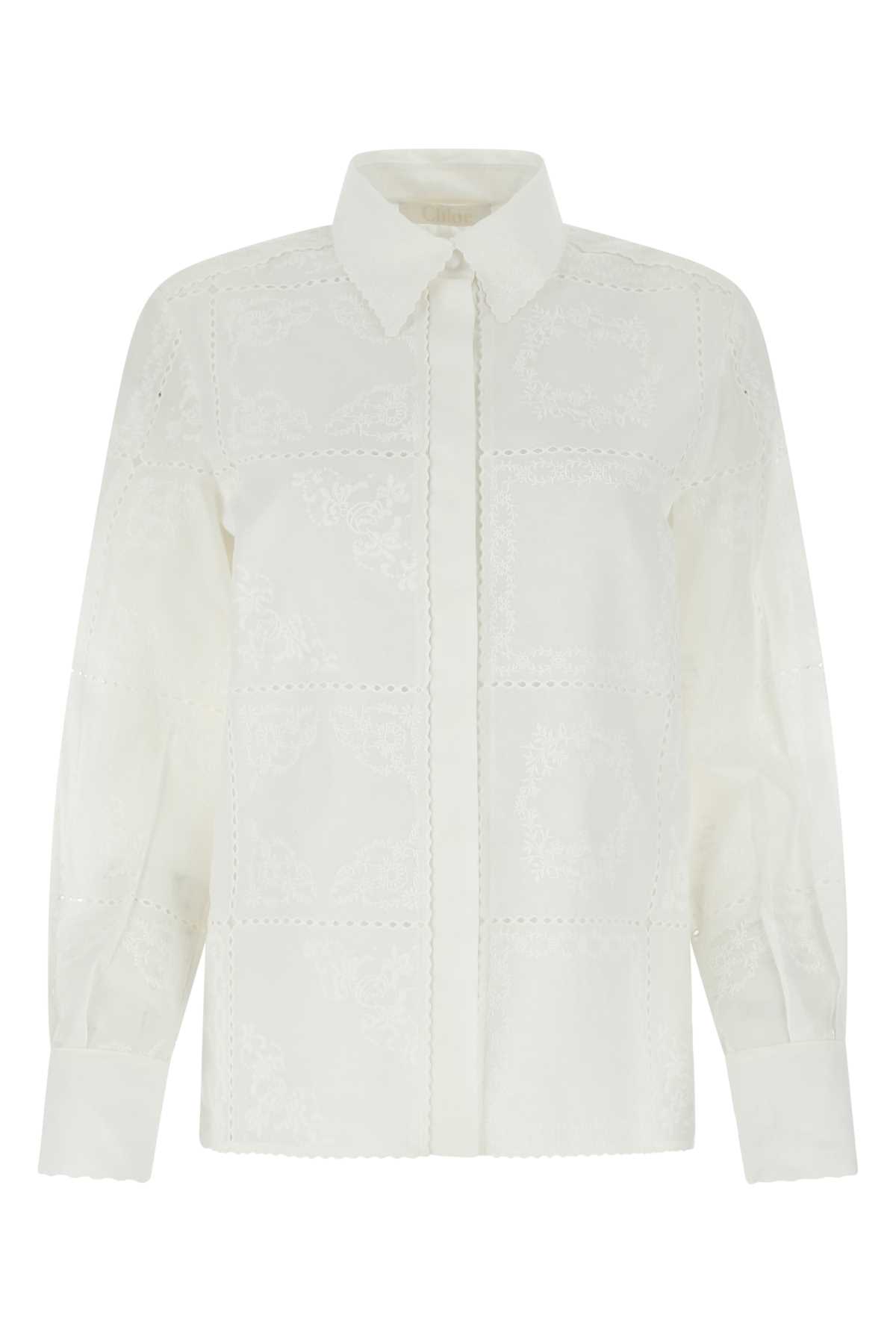 Shop Chloé White Voile Shirt In 107