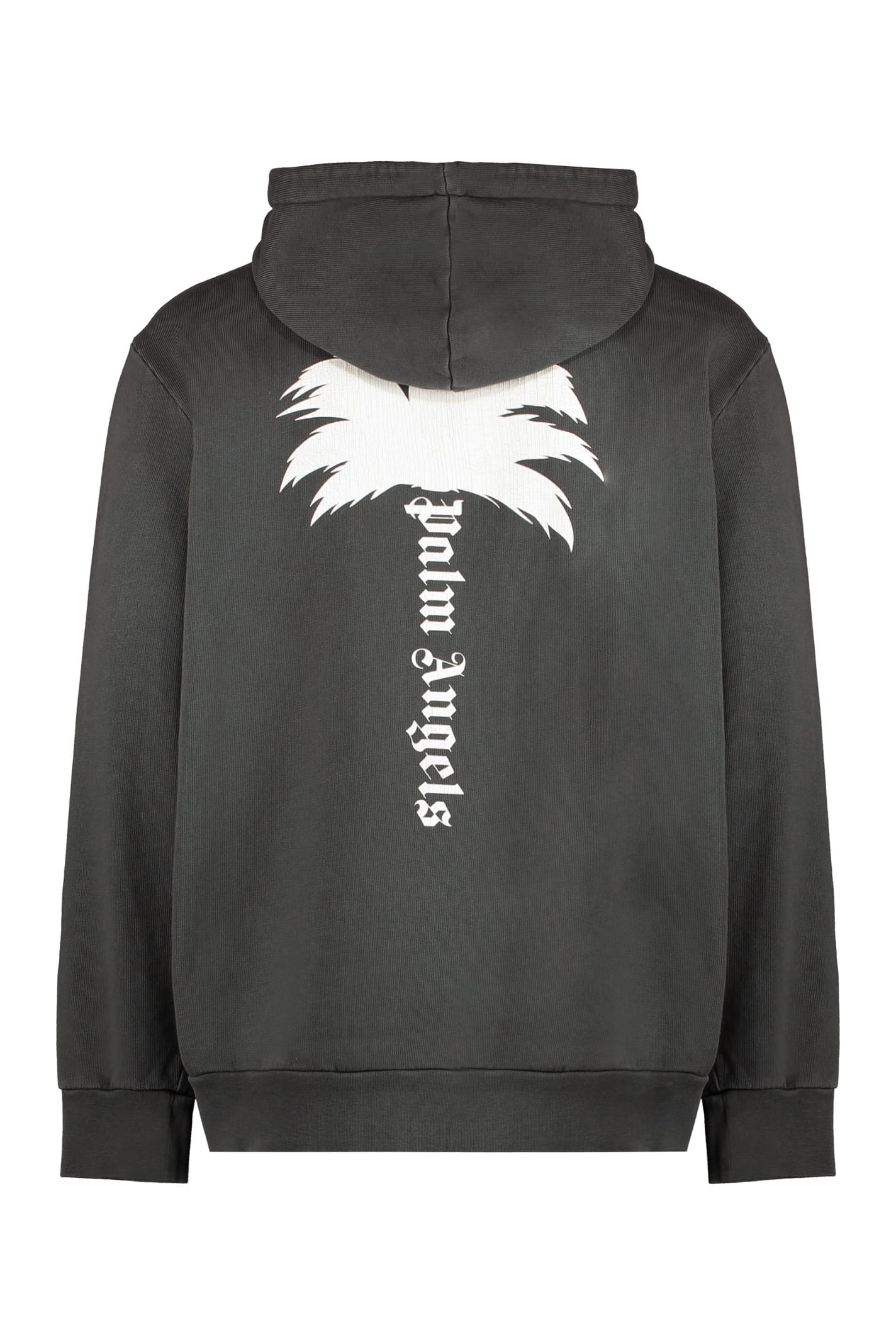 Shop Palm Angels Cotton Hoodie In Grey