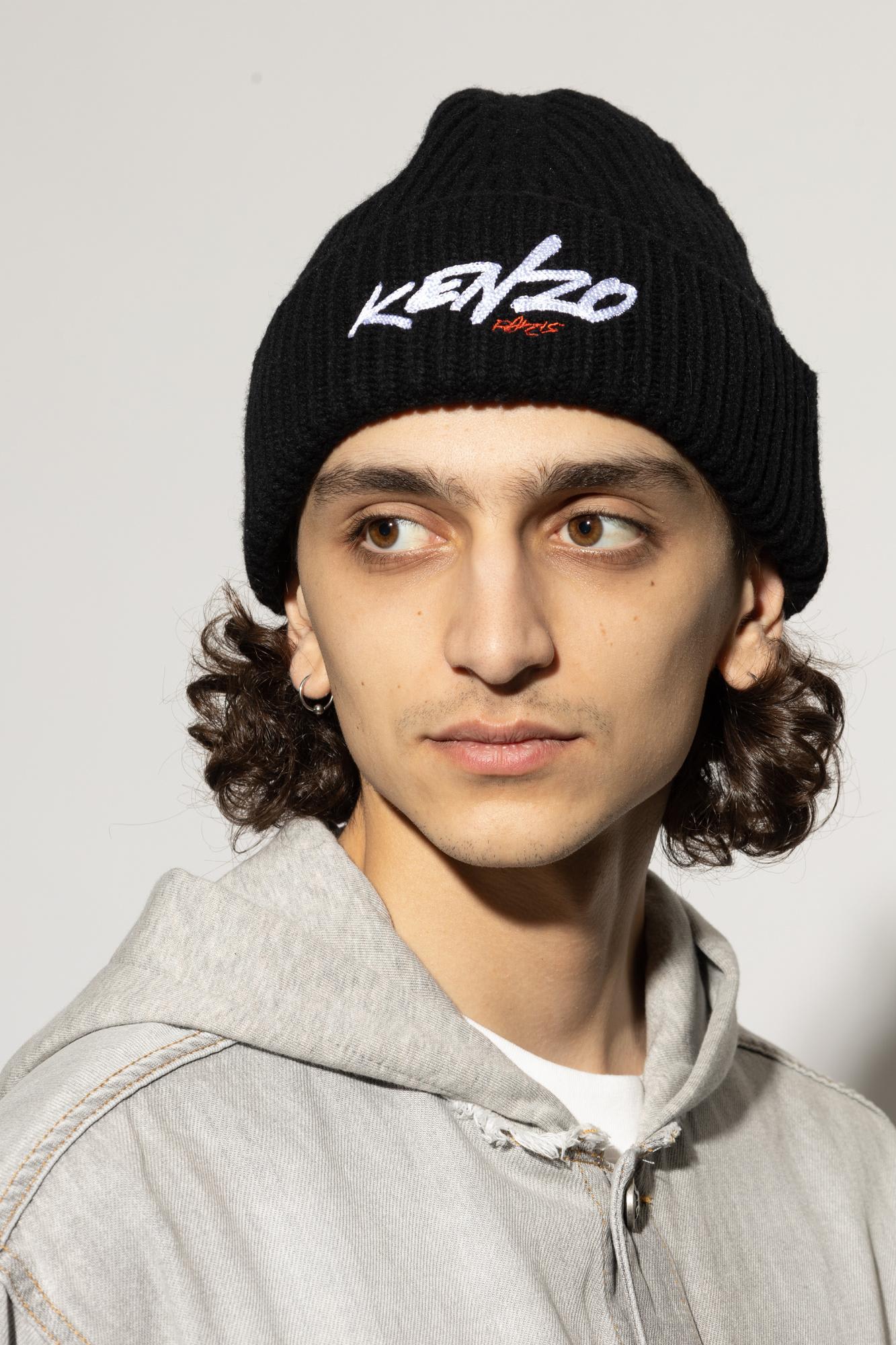 Kenzo Ribbed Signature Beanie In Black