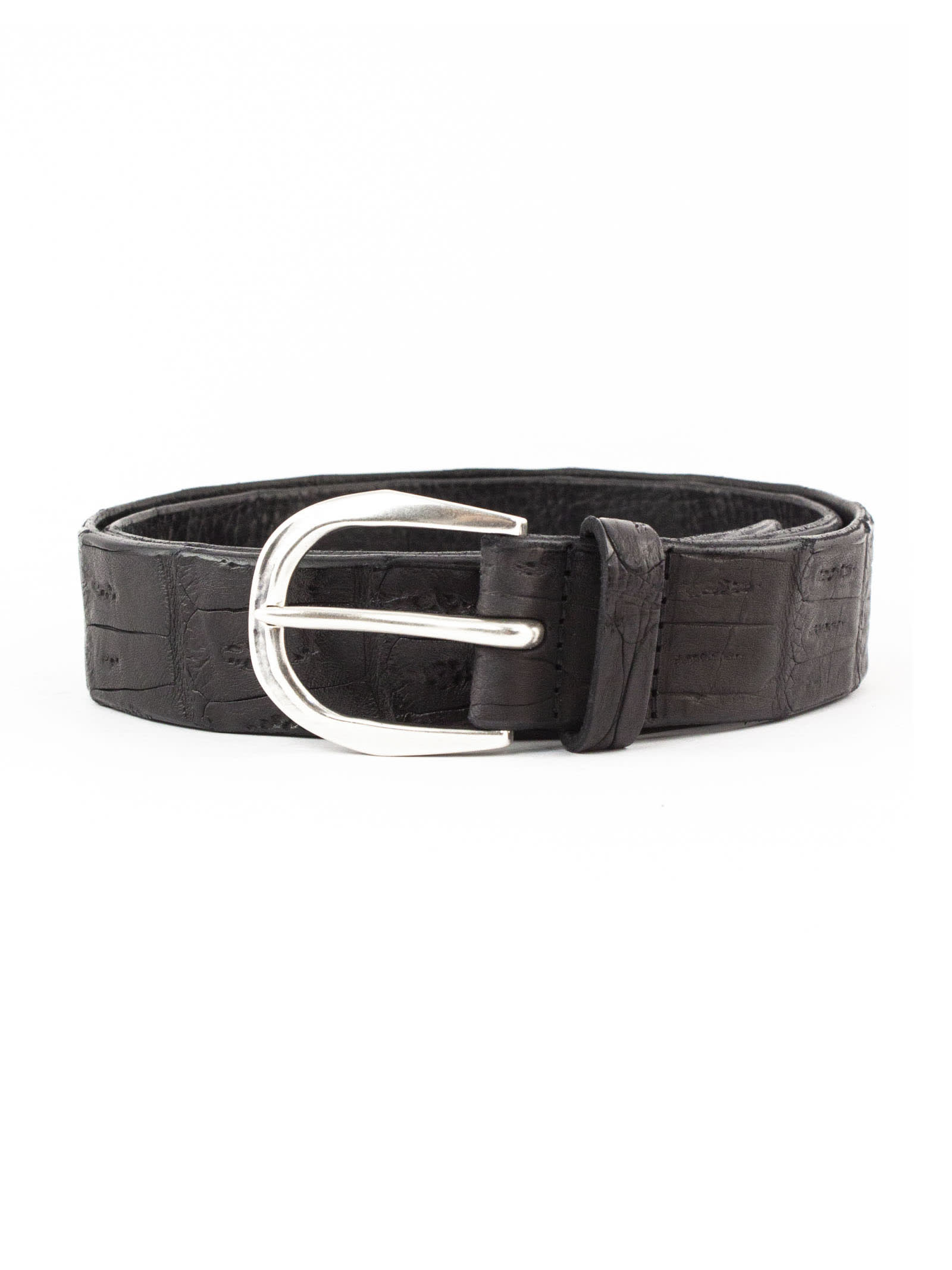Orciani Cocco Black Leather Belt