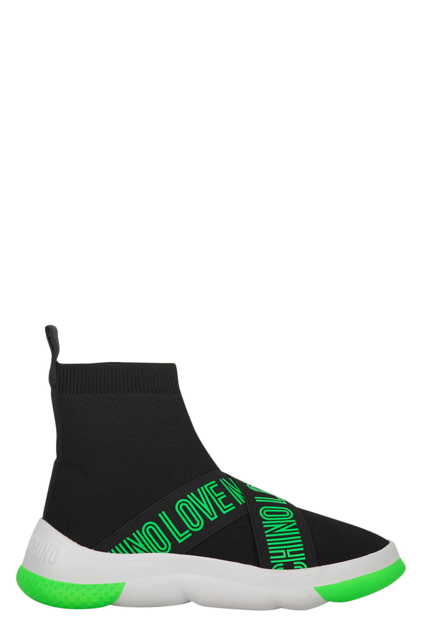 Shop Love Moschino Knitted Sock-style Sneakers In Black