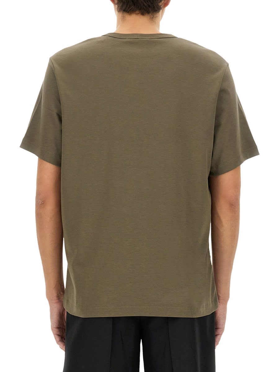 Helmut Lang Regular Fit T-shirt With Tonal Logo Embossing In Beige