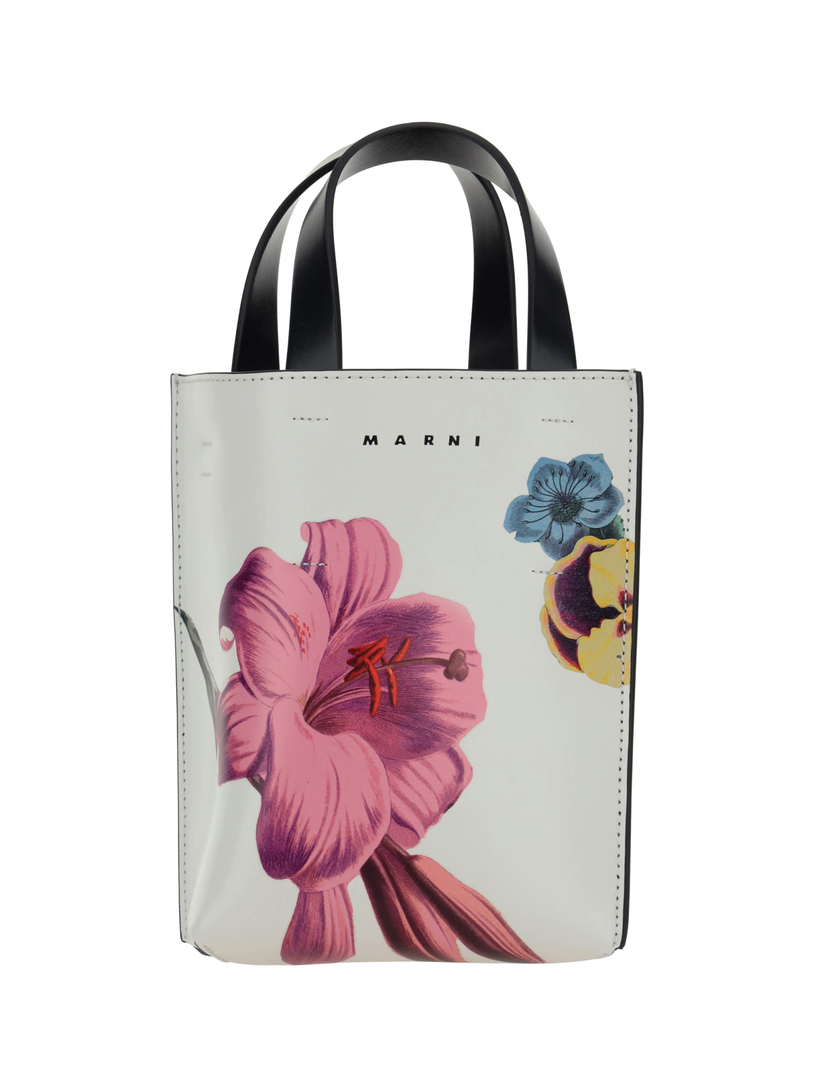 Shop Marni Tote Handbag In Lily White/pink/black