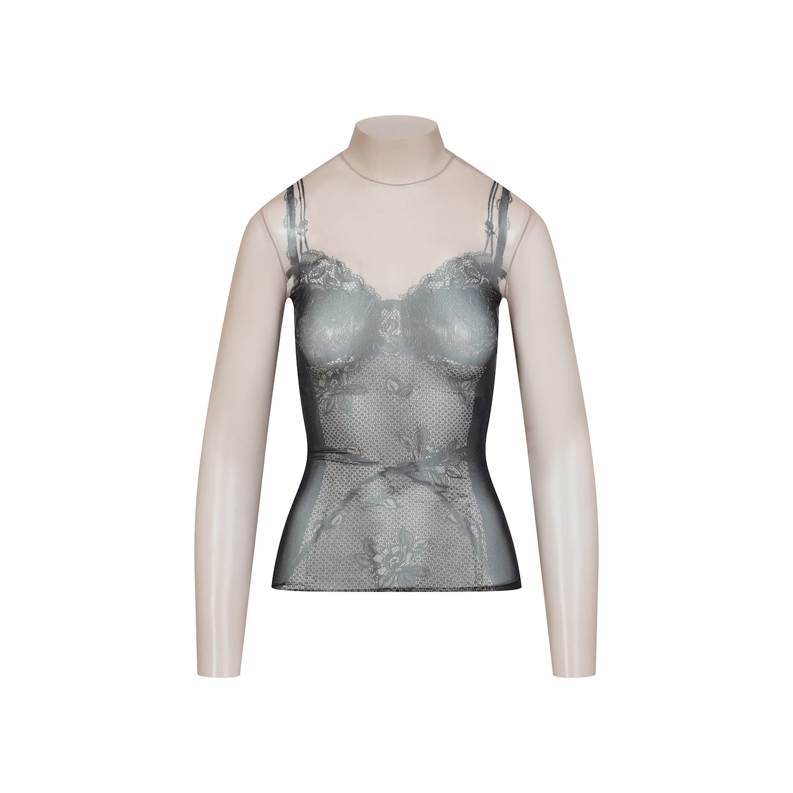 Shop Balenciaga Trompe Oeil Lingerie Top In Black Light Beige