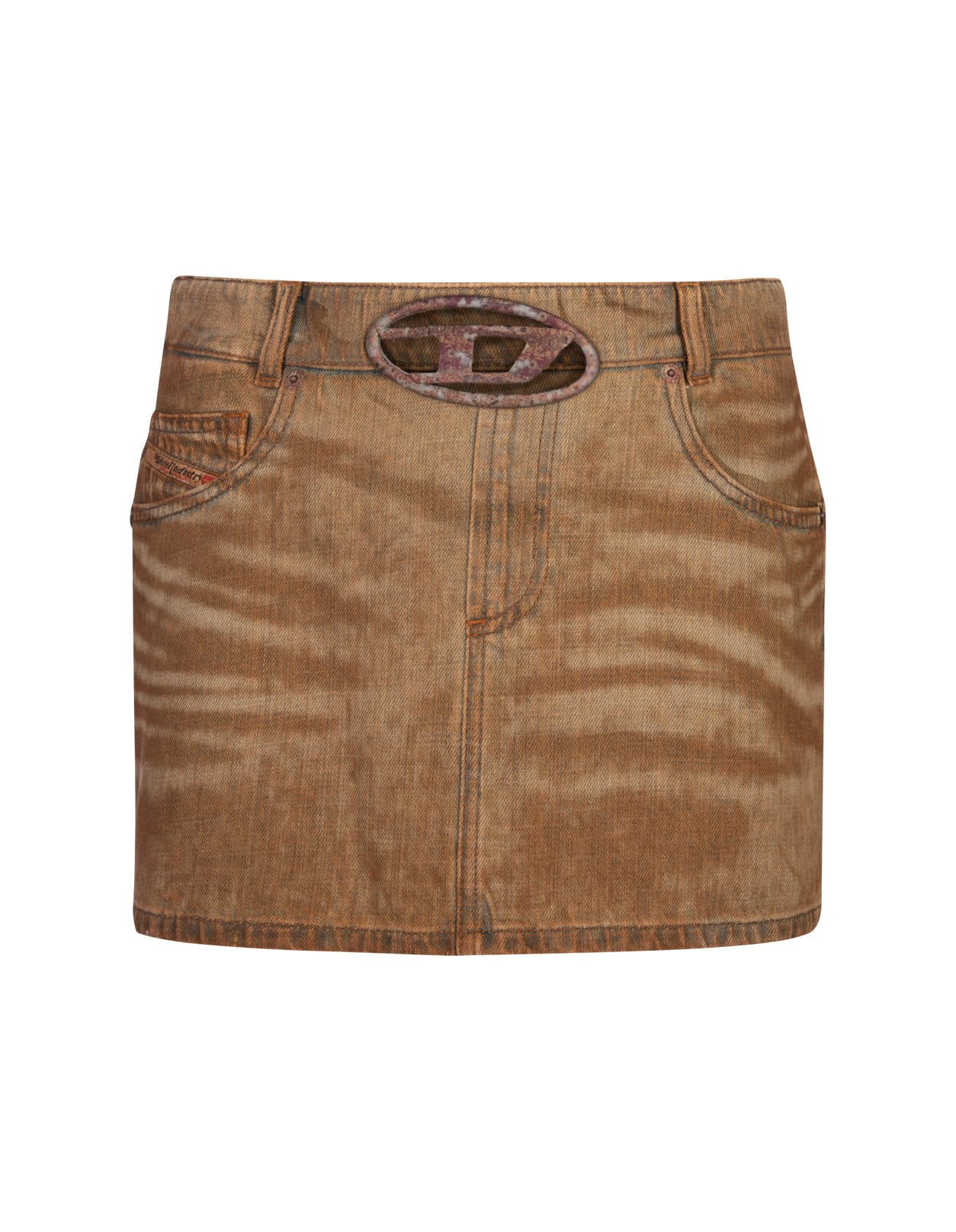 Shop Diesel De-ron-fsf Mini Skirt In Brown