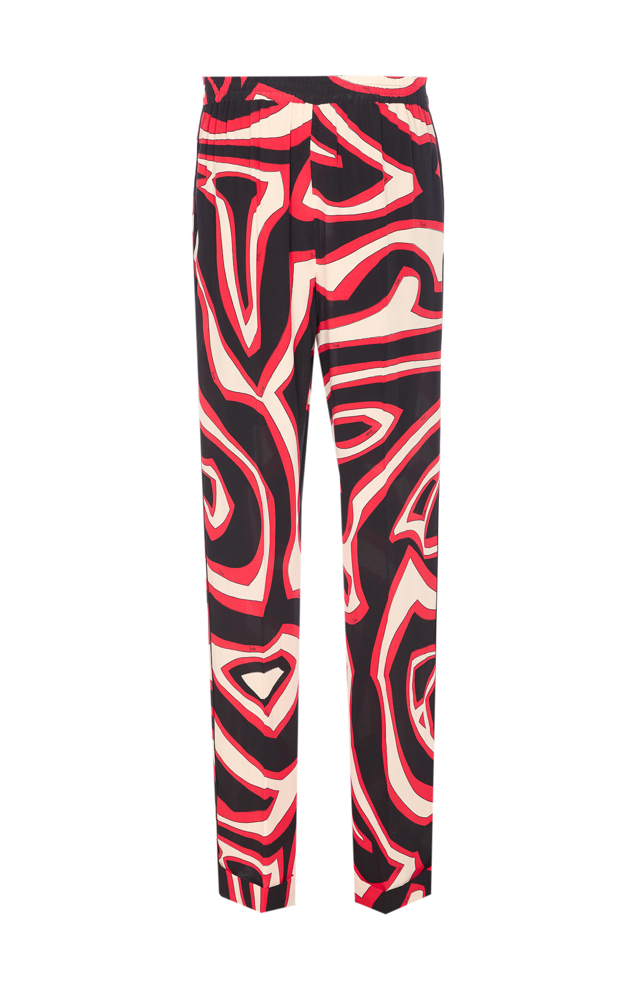 Pucci Multicolor Straight Leg Trousers And Pockets In Red