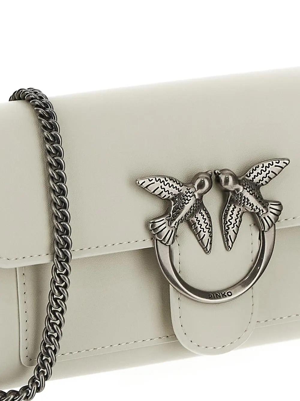 Shop Pinko Love One Simply Wallet In Bianco Seta-old Silver