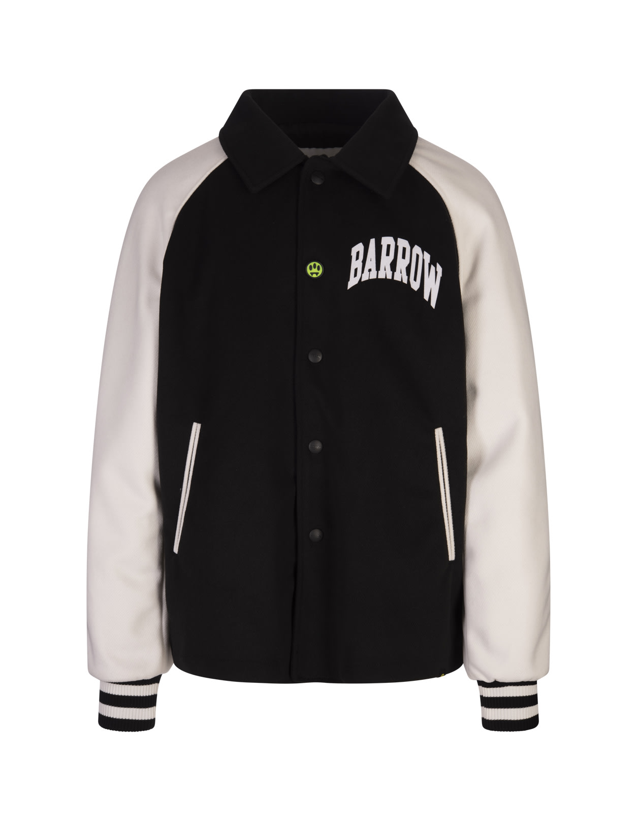 Shop Barrow Black And White Bomber Jacket With Smile And Logo Lettering