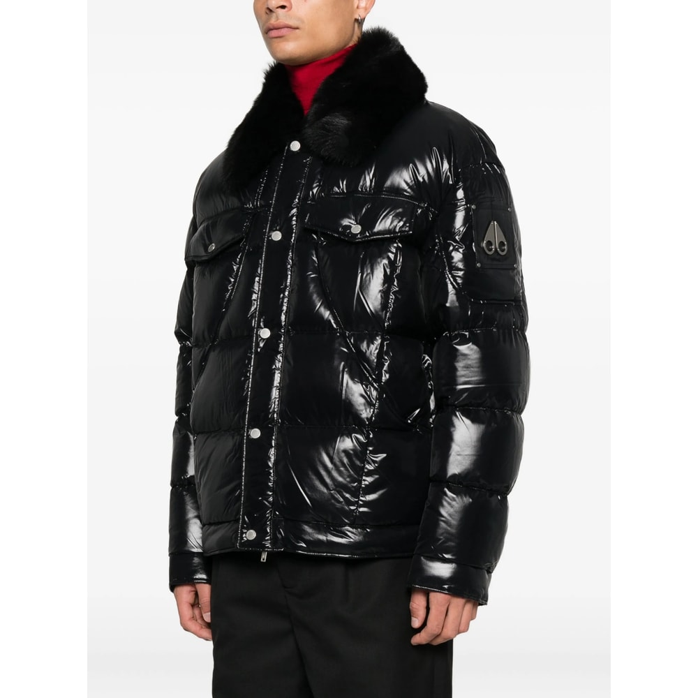 Moose Knuckles Faux-fur Collar Padded Jacket In Black