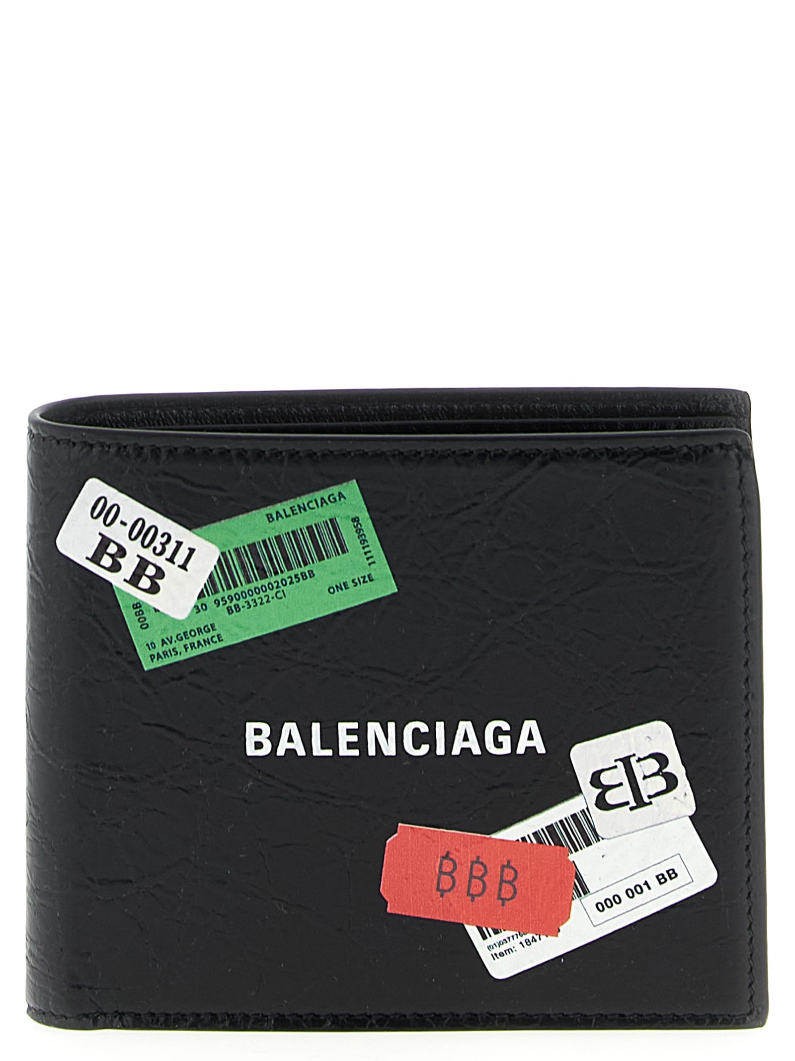 Balenciaga Black Square Foldable Cash Wallet In Black