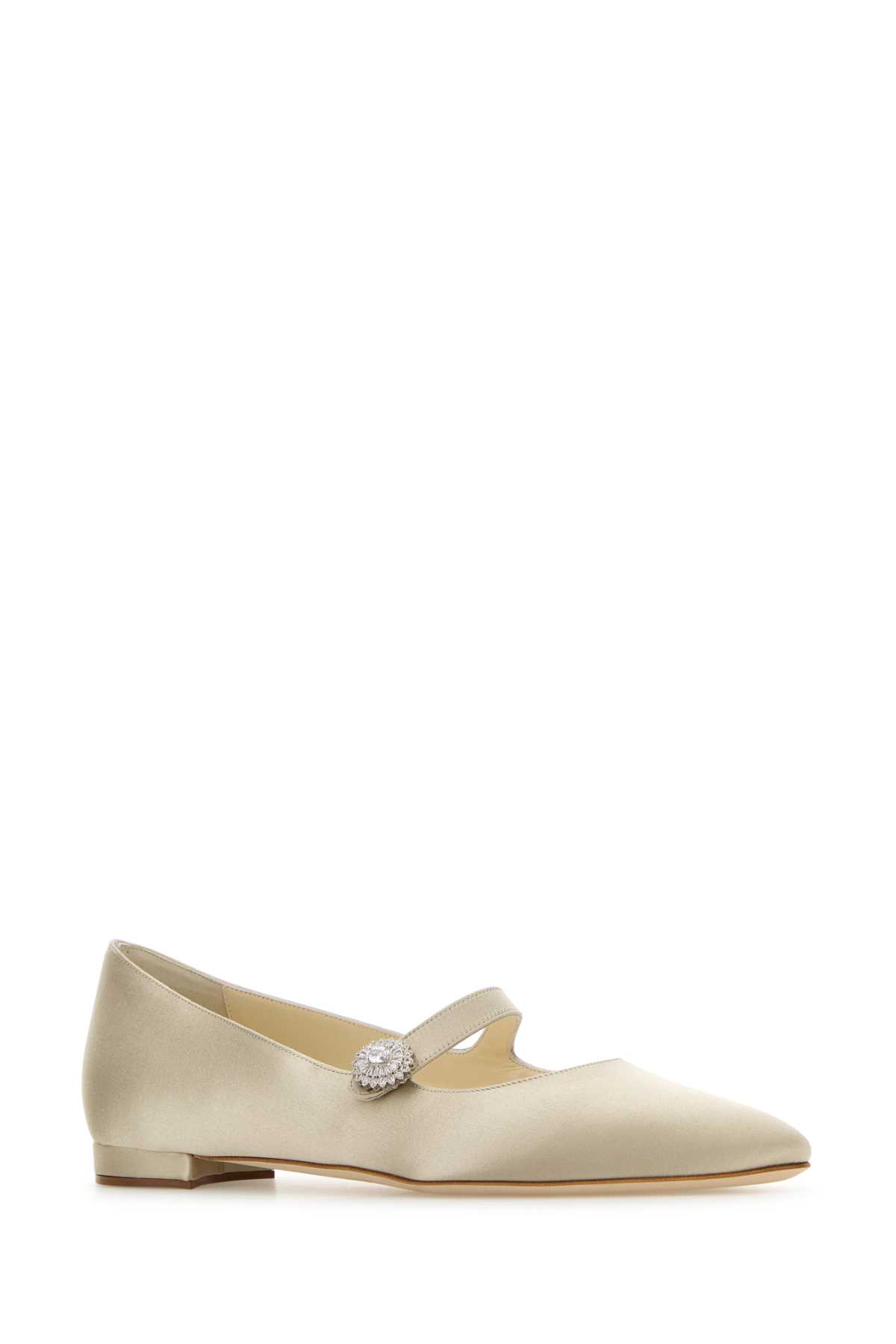 Shop Manolo Blahnik Cream Satin Mary Jane Ballerinas In Dcrm