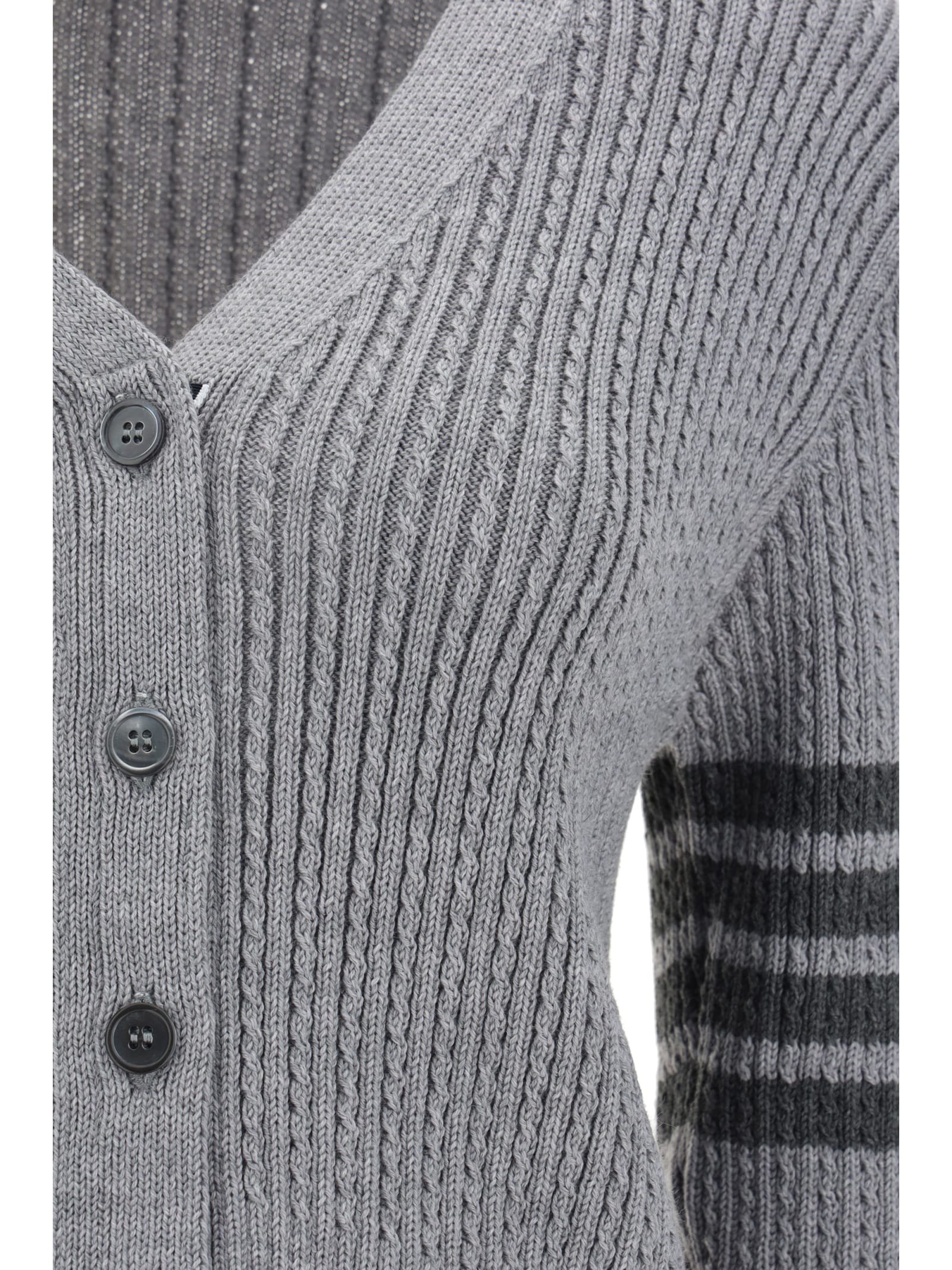 Shop Thom Browne Cardigan In Lt Grey