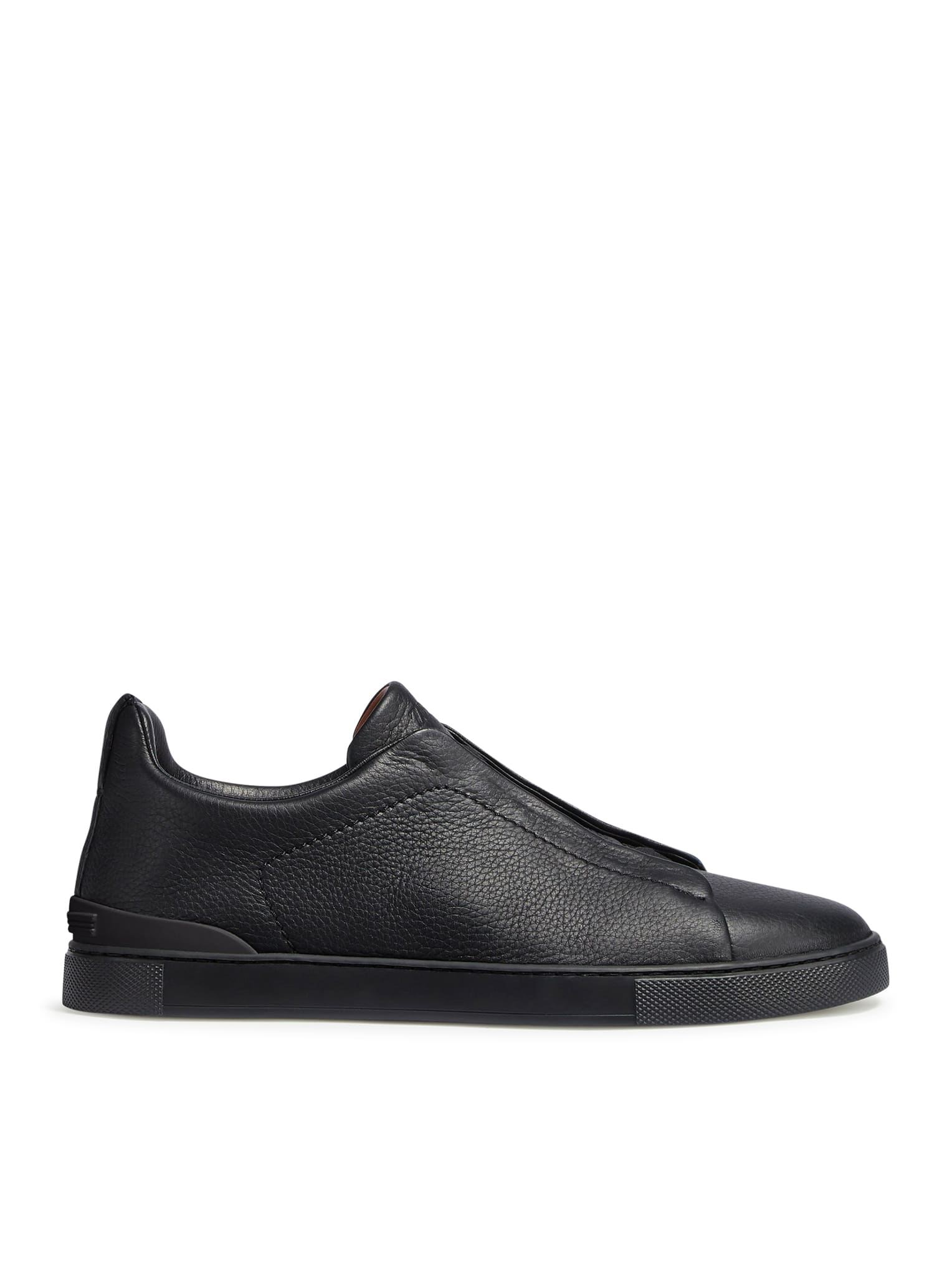 Shop Zegna Low Top Triple Stitch Sneakers In Nee Black