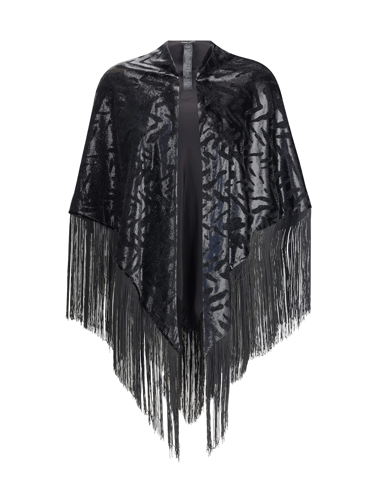 Giorgio Armani Women Velvet Shawl With Fringes In Black