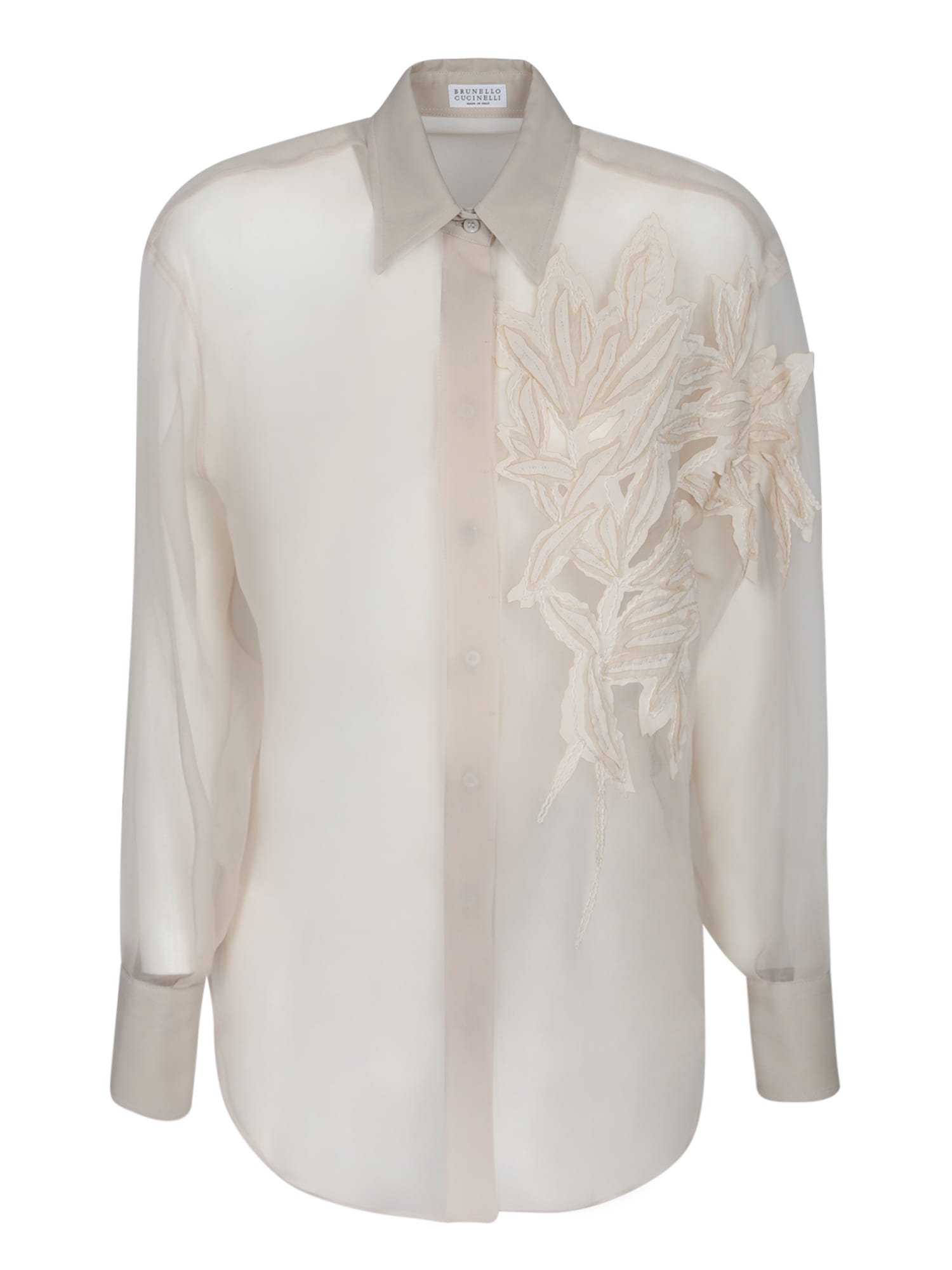 Brunello Cucinelli Floral Beige Organza Shirt