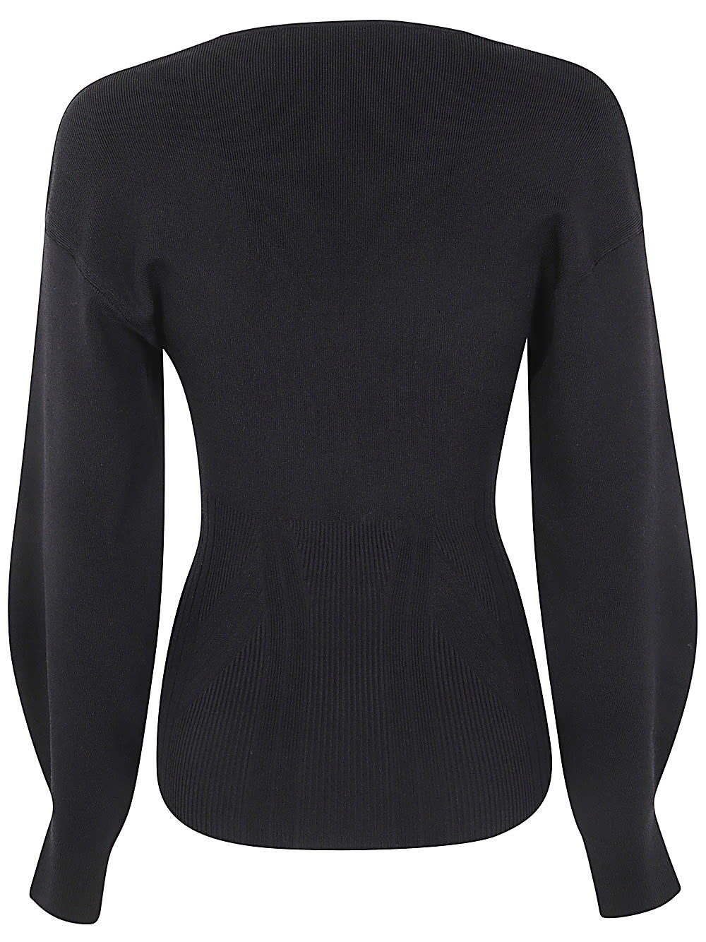 Shop Alberta Ferretti Viscose Stretch V Neck Sweater In Black