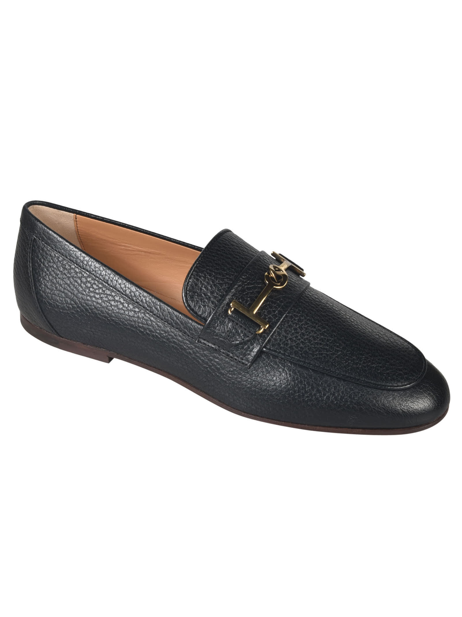 Shop Tod's Metallic Detail Loafers In Black