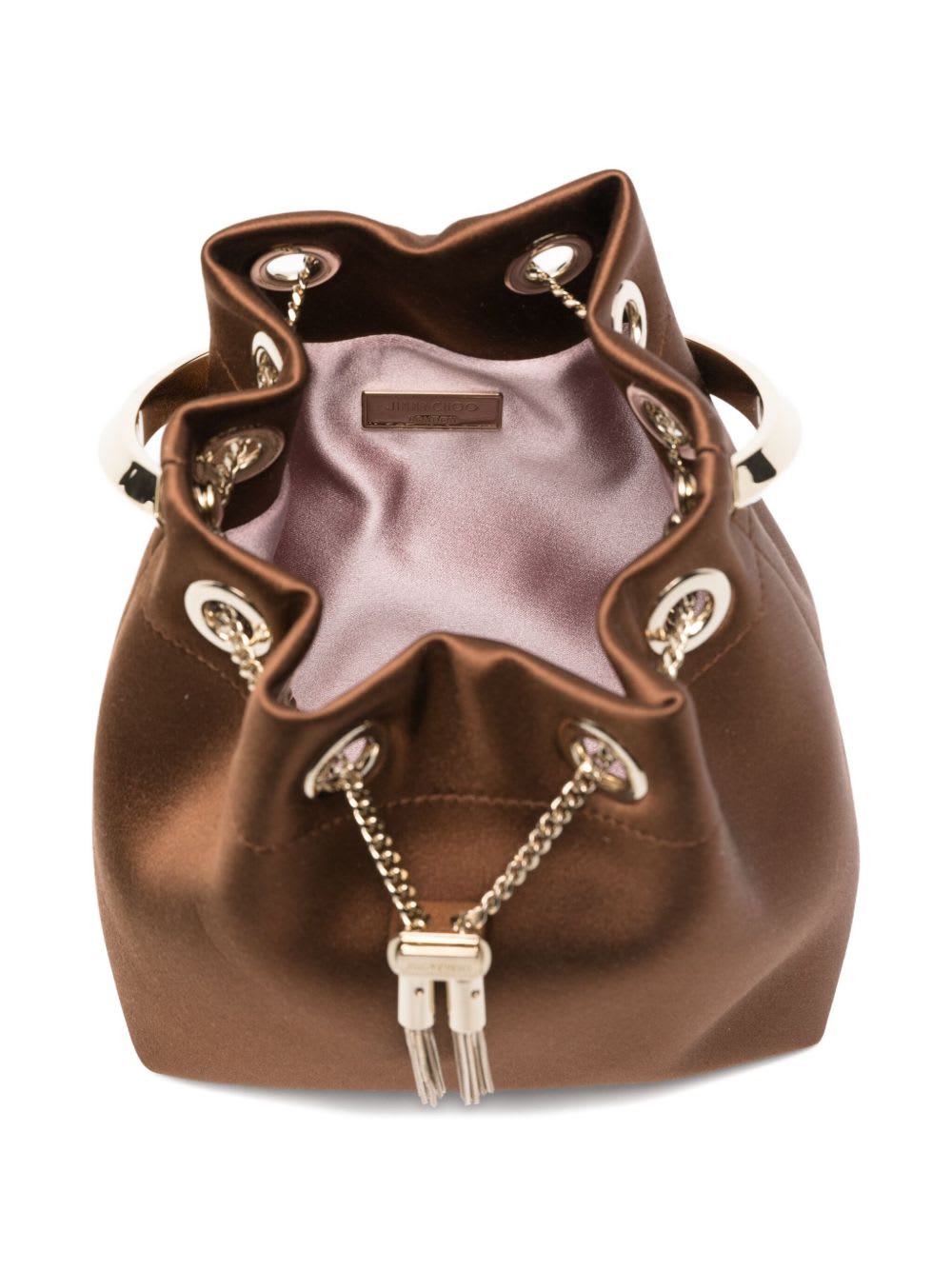 Jimmy Choo Bon Bon Leather Bucket Bag In Brown