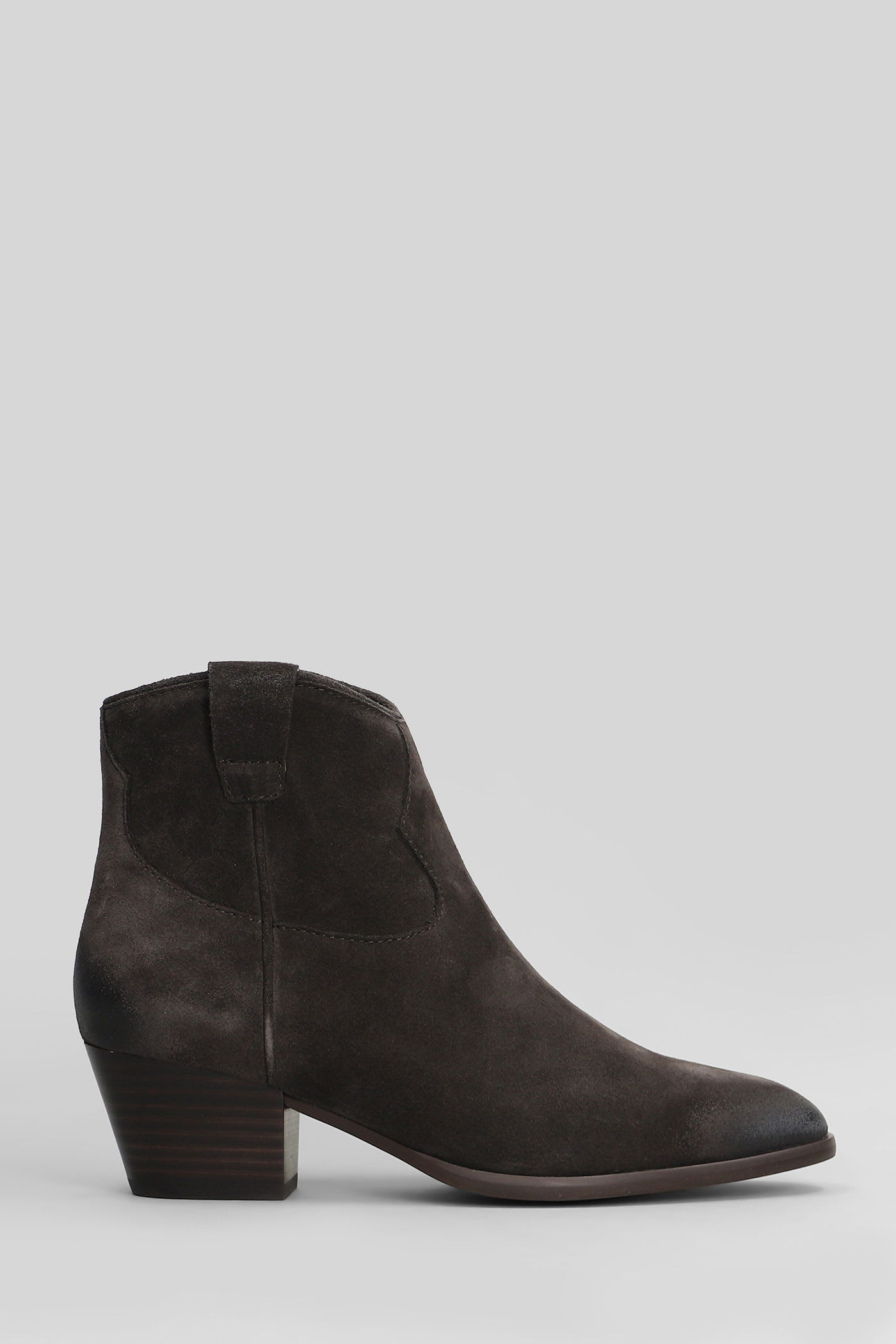 Fame Texan Ankle Boots In Brown Suede
