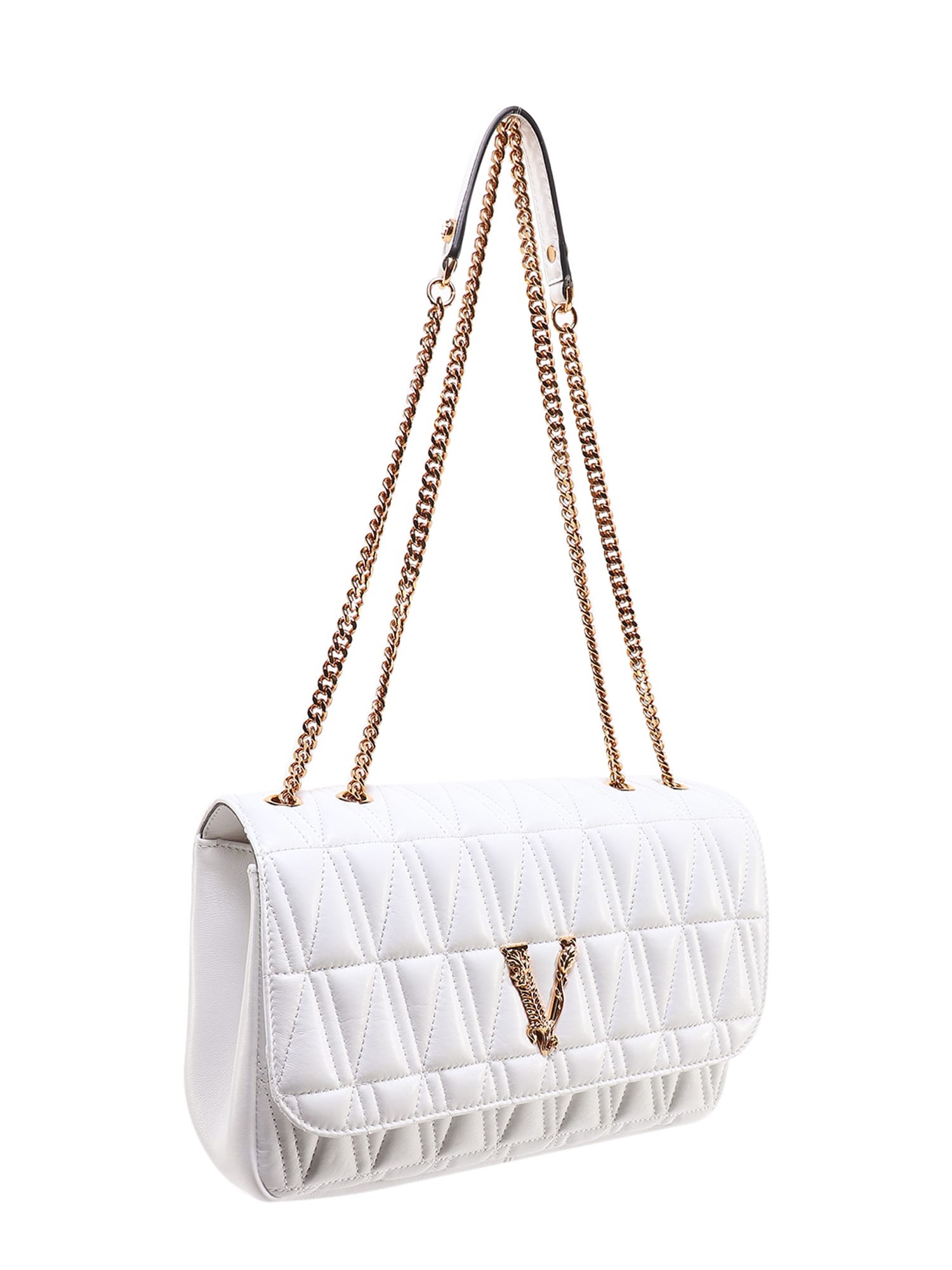Shop Versace Virtus Shoulder Bag In White