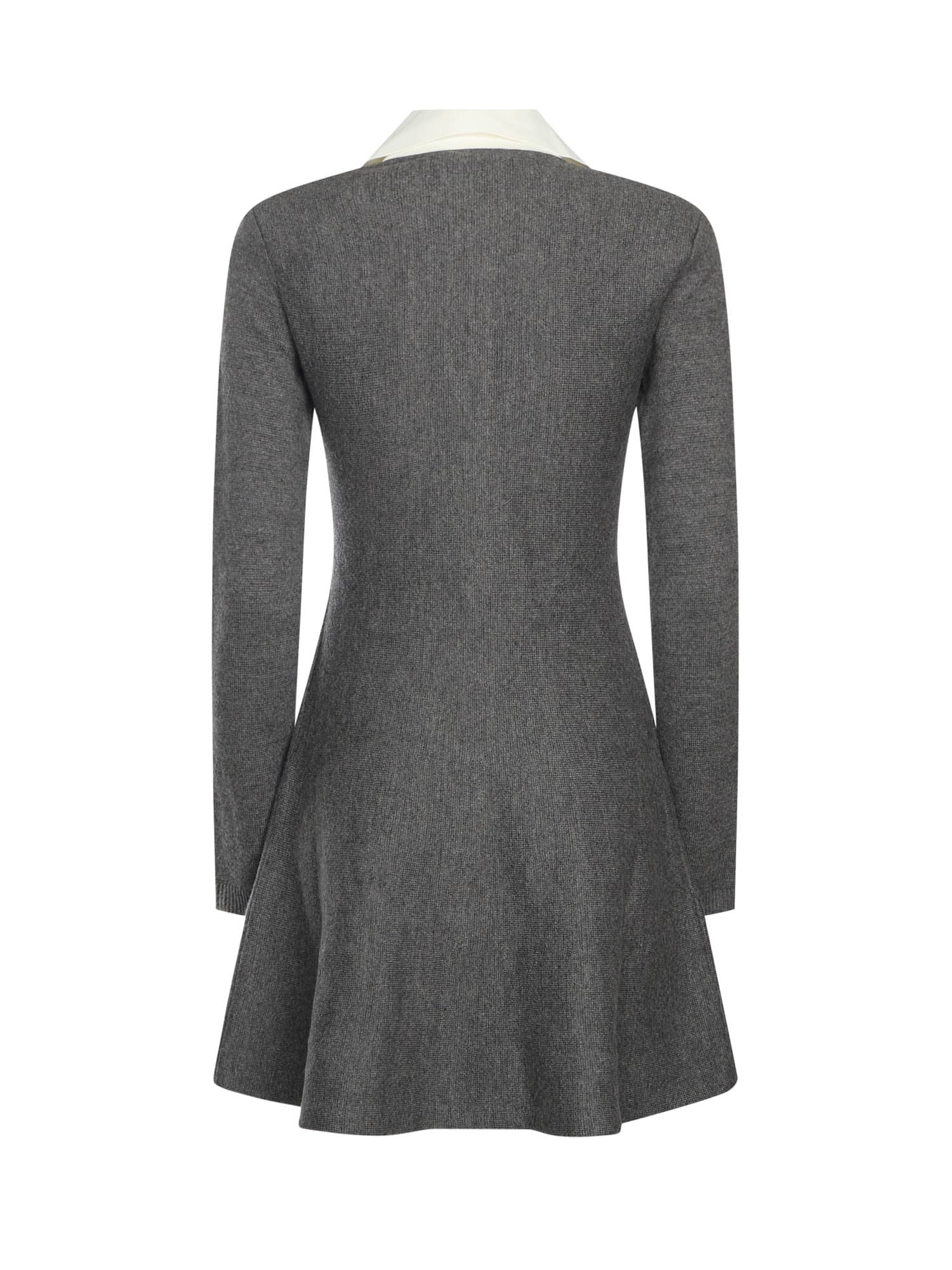 Self-portrait Grey Crochet Flower Collared Knit Mini Dress Clothing In Gray