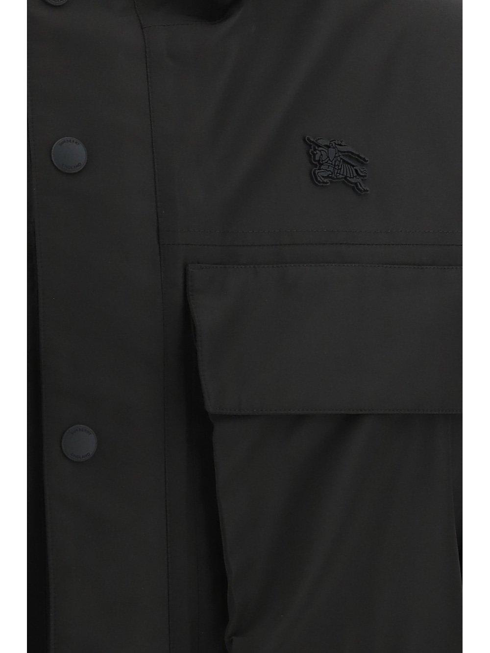 Shop Burberry Patch-pocket Hooded Parka Coat