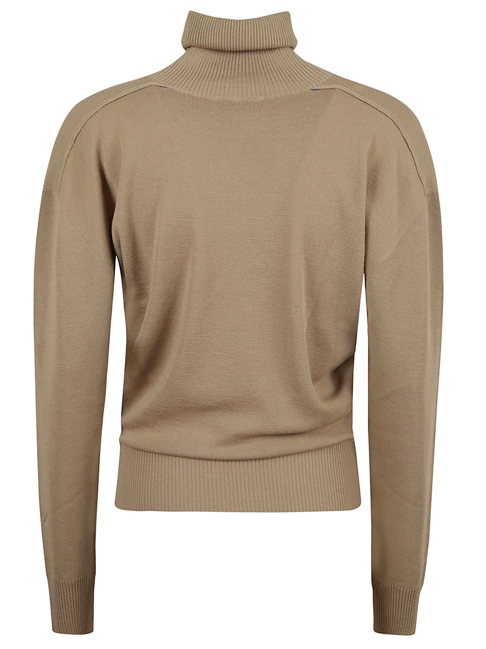 Shop Burberry Ekd Motif Turtleneck Knitted Jumper In Flax