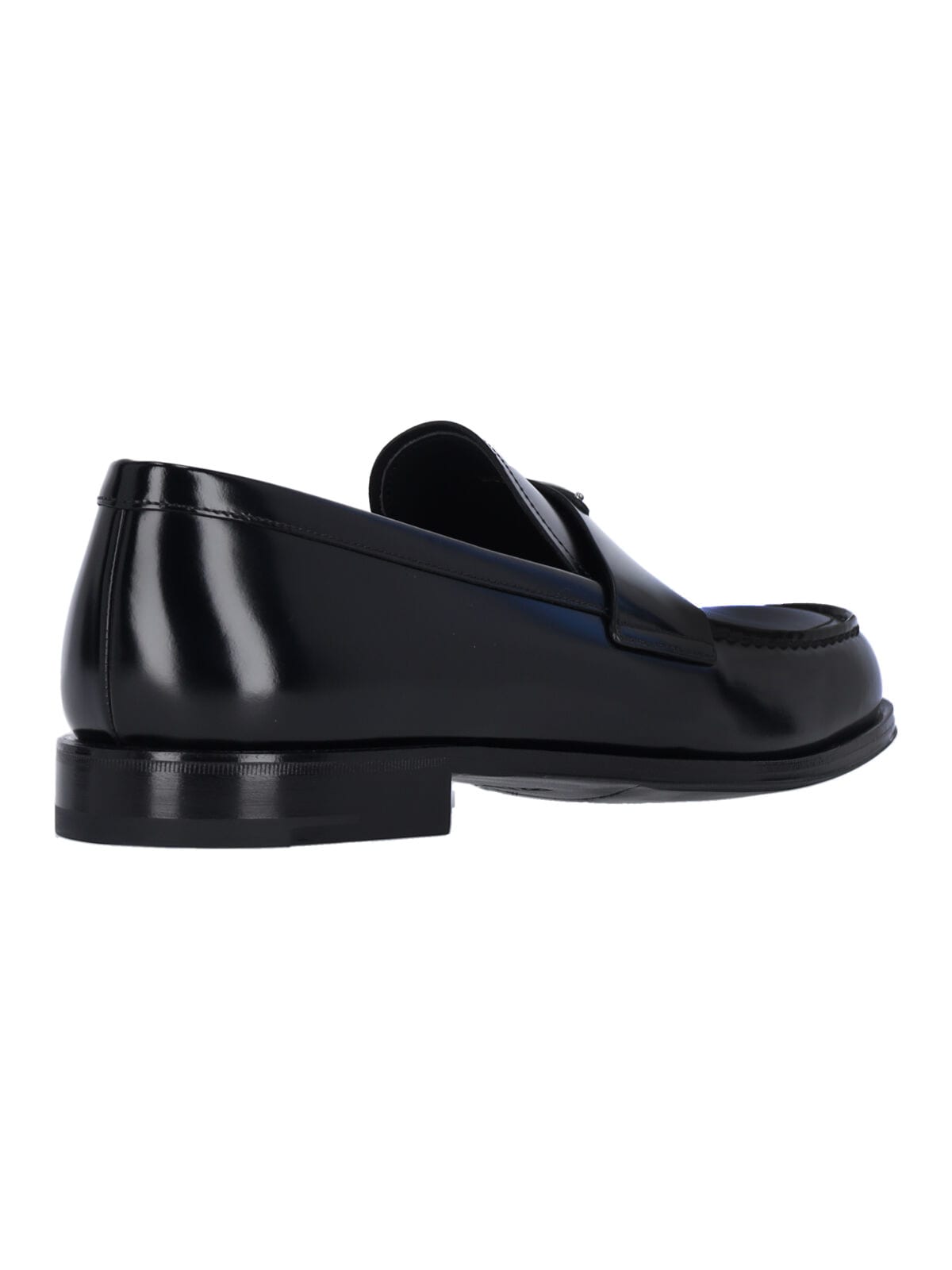 Prada Leather Loafers Triangle Logo In Black