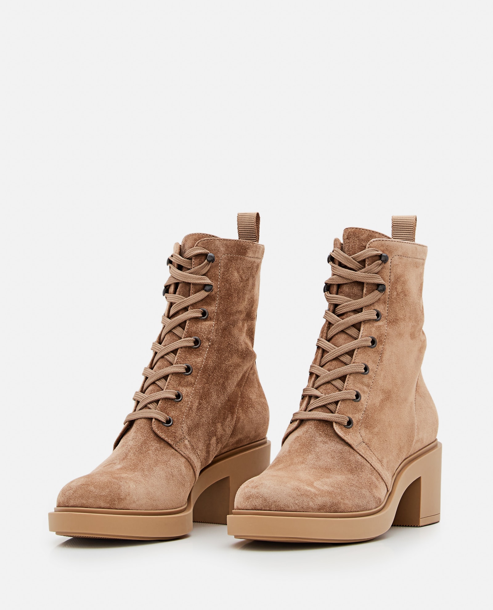 Shop Gianvito Rossi Foster Lace-up Suede Boots In Camoscio Camel