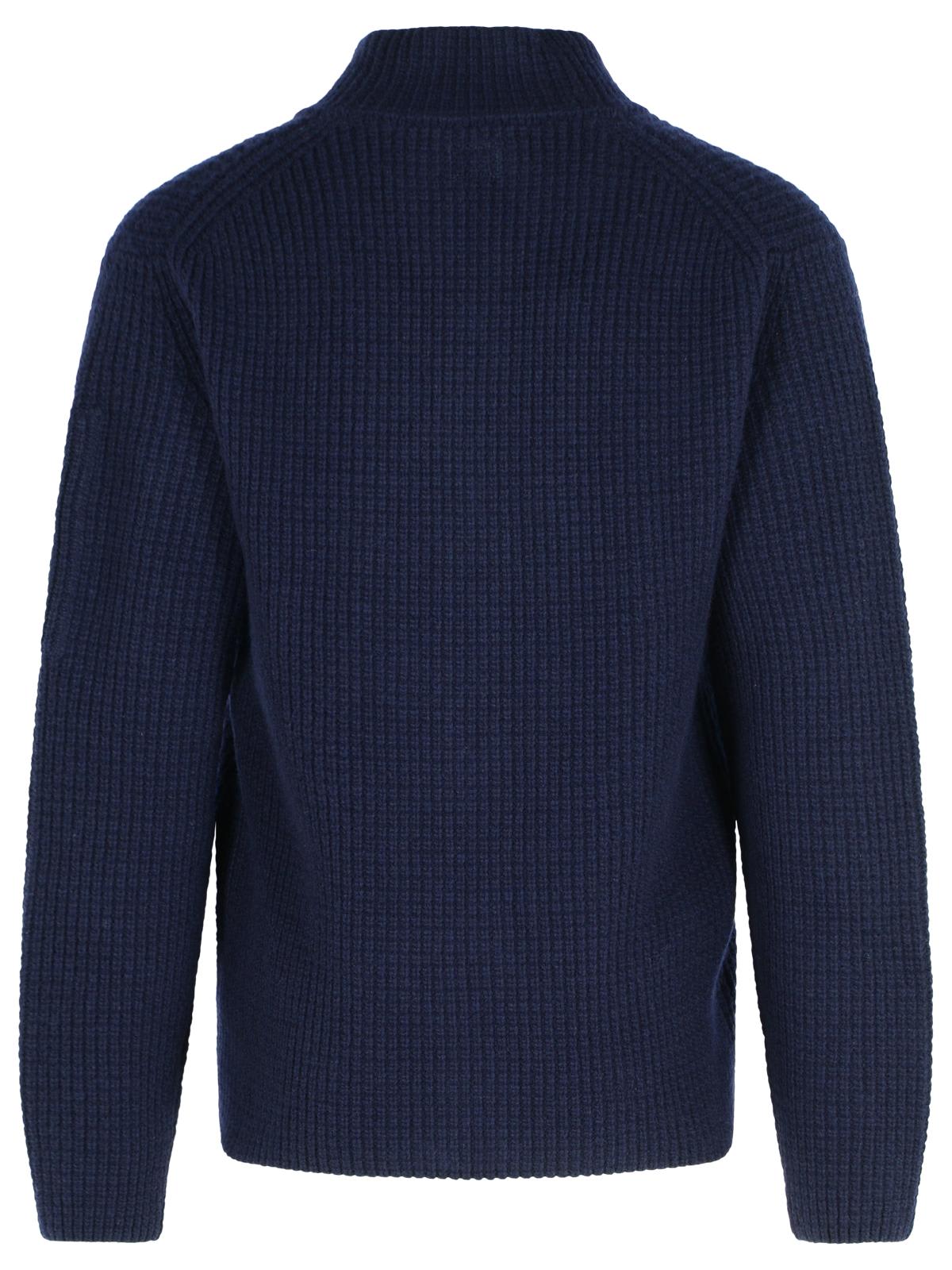 C.p. Company Wool Blend Sweater Arm Patch In Blue