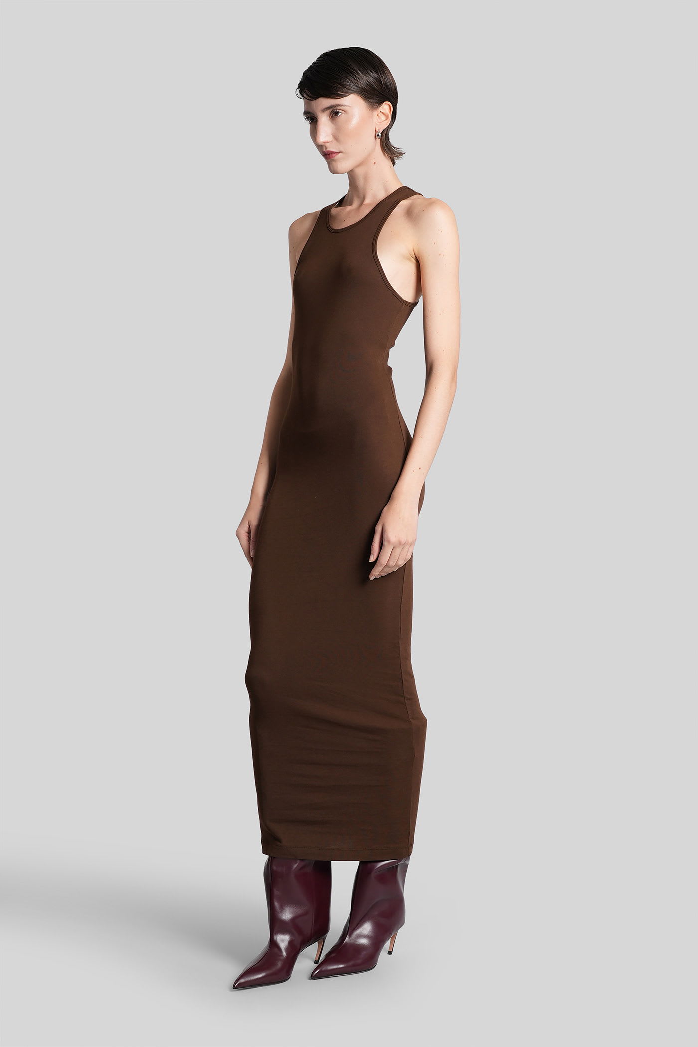 Entire Studios Long Dress In Brown Cotton In Brown