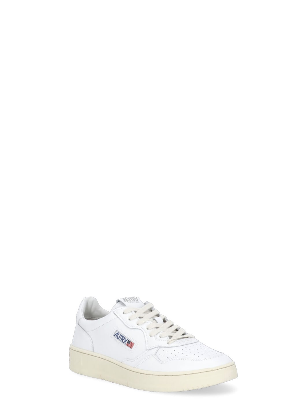 Autry Leather Low-top Sneakers With Perforated Toe Box In White