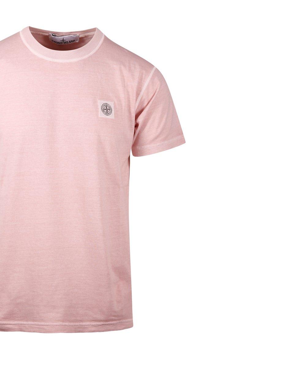 Shop Stone Island Logo Patch Crewneck T-shirt In Pink