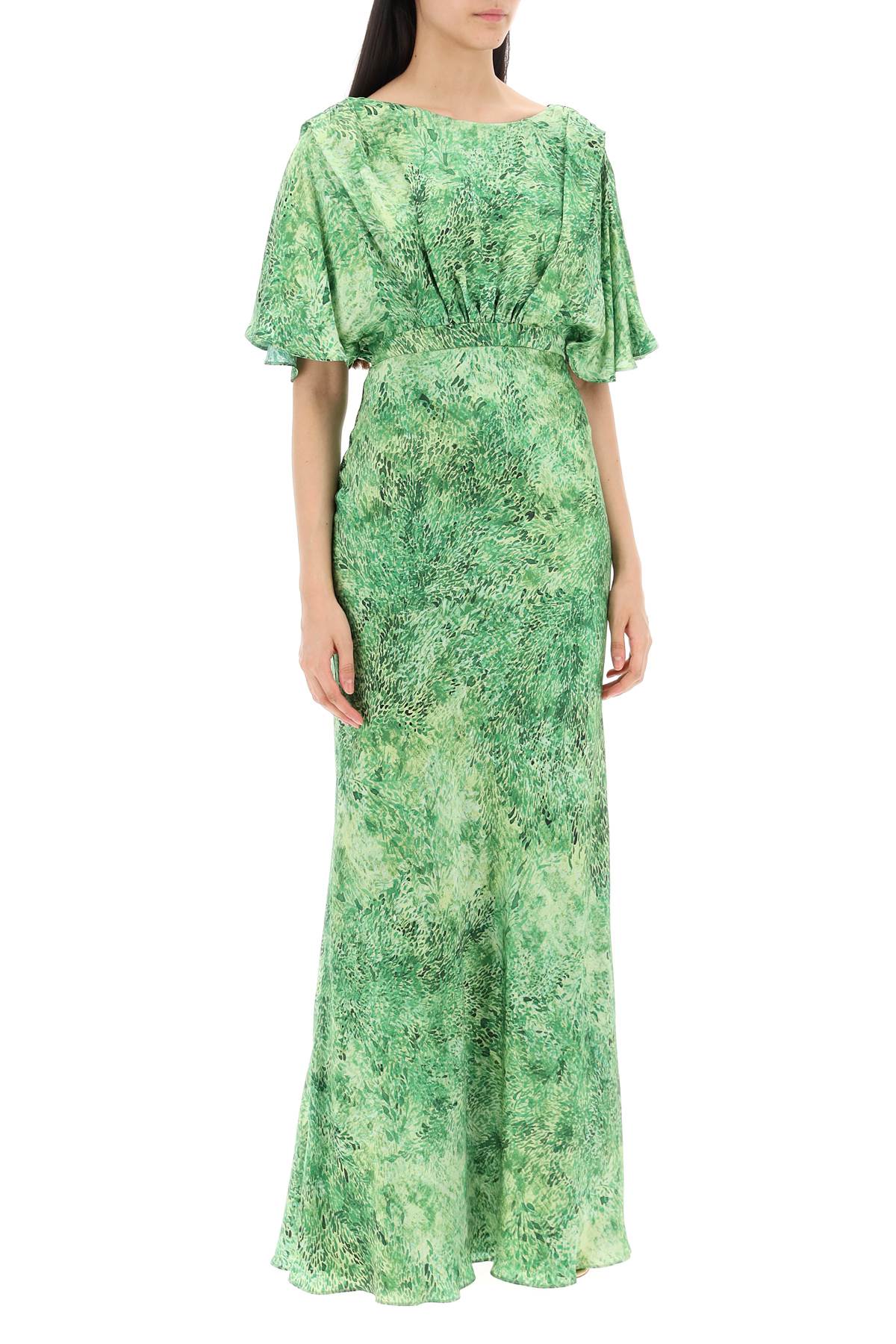 Shop Saloni Winona Silk Maxi Dress In Thistledown Verte (green)