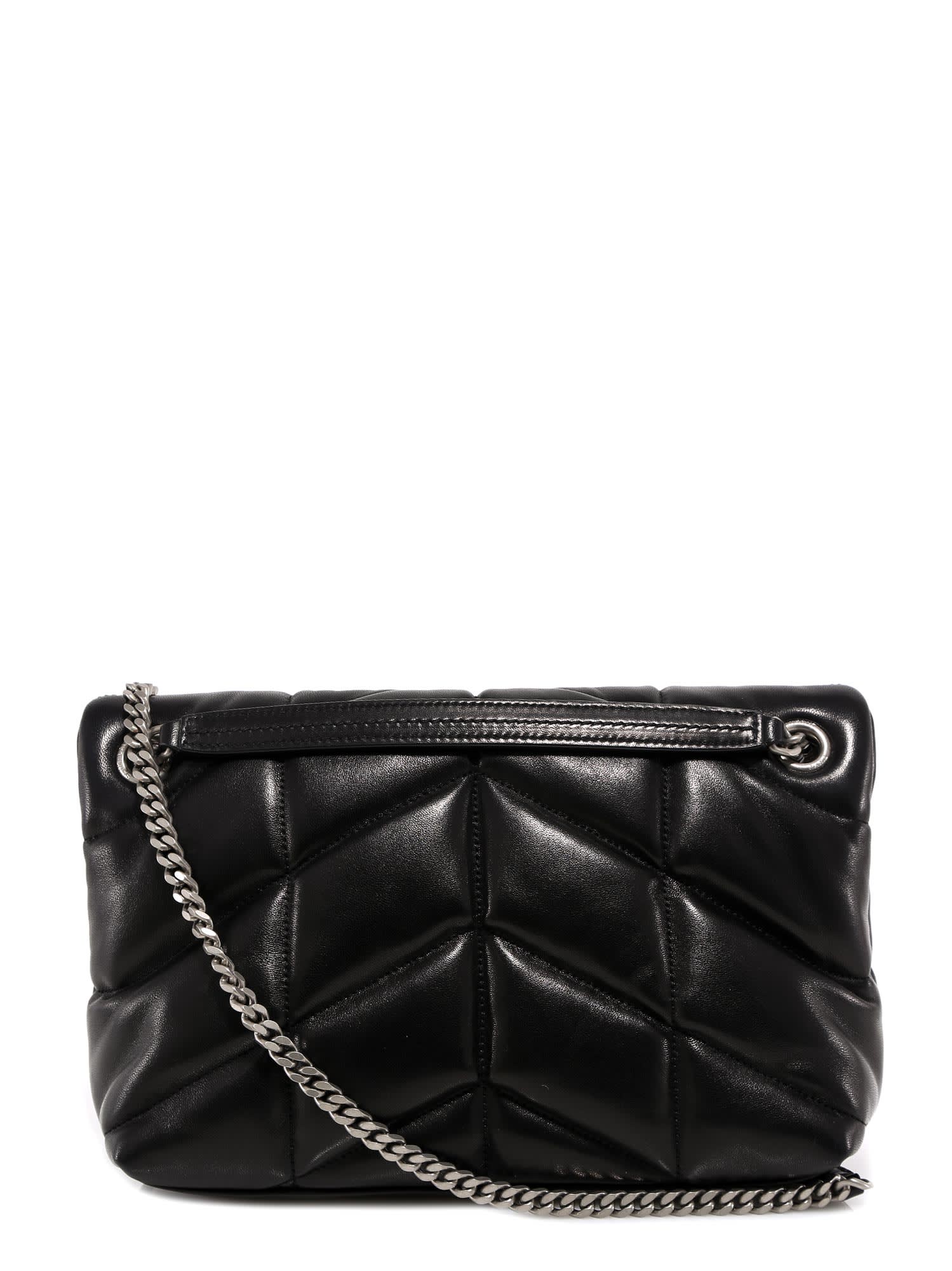 Saint Laurent Loulou Puffer Shoulder Bag In Black