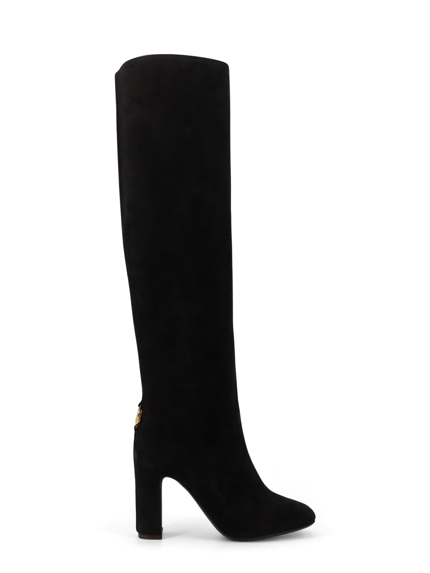 Dolce & Gabbana Chain-embellished Block-heel Boots In Black