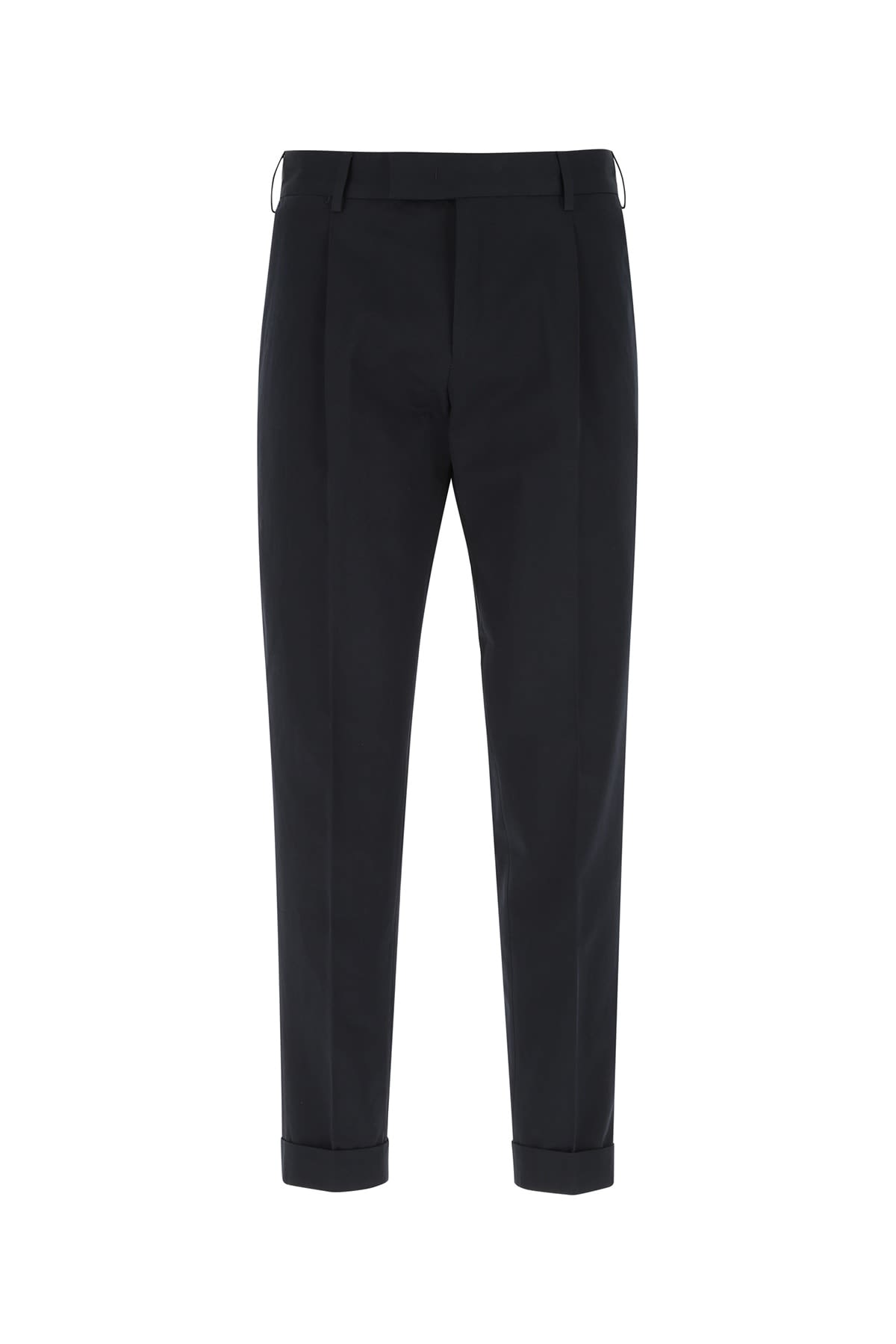 Pt Torino Navy Blue Cotton Blend Edge Chino Pant In Black
