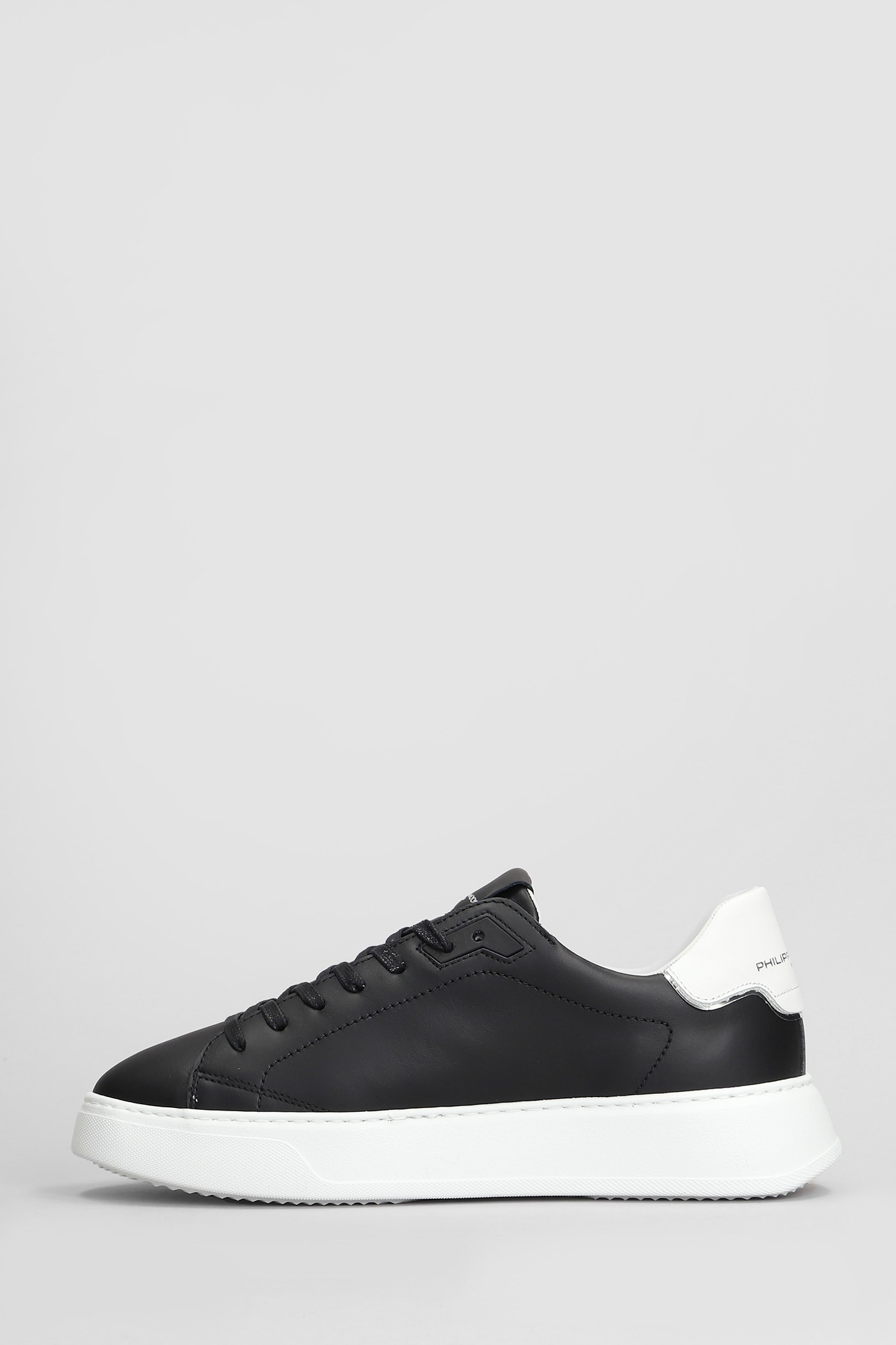 Shop Philippe Model Temple Low Sneakers In Black Leather